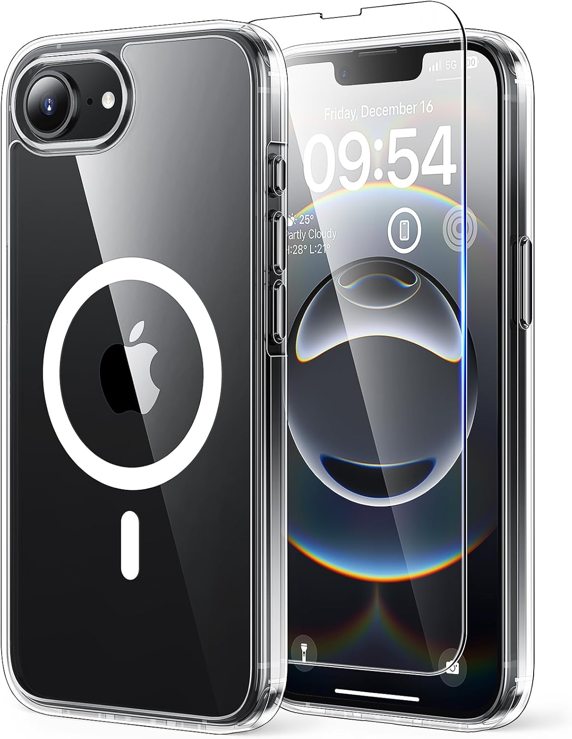 TAURI für iPhone 17 Hülle 6,3" mit Panzer Schutz Glas Folie, Kompatibel mit MagSafe, Schutz nach Militärstandard, [Anti-Vergilbung] Stoßfest Transparent Magnetisch Handyhülle - Durchsichtig