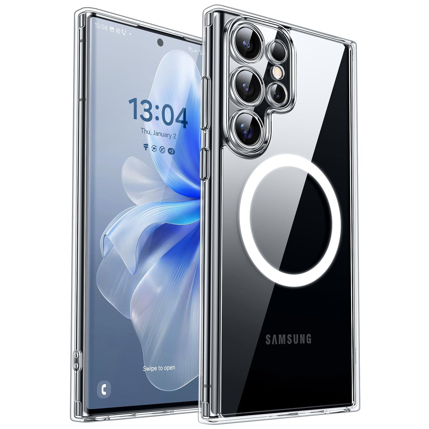 CANSHN für Samsung Galaxy S25 Hülle mit Kameraschutz für Magsafe (TOP Militärschutz & Magnetkraft) Extrem Haltbarkeit Handyhülle S25 Case - Transluzente Matt Schwarz