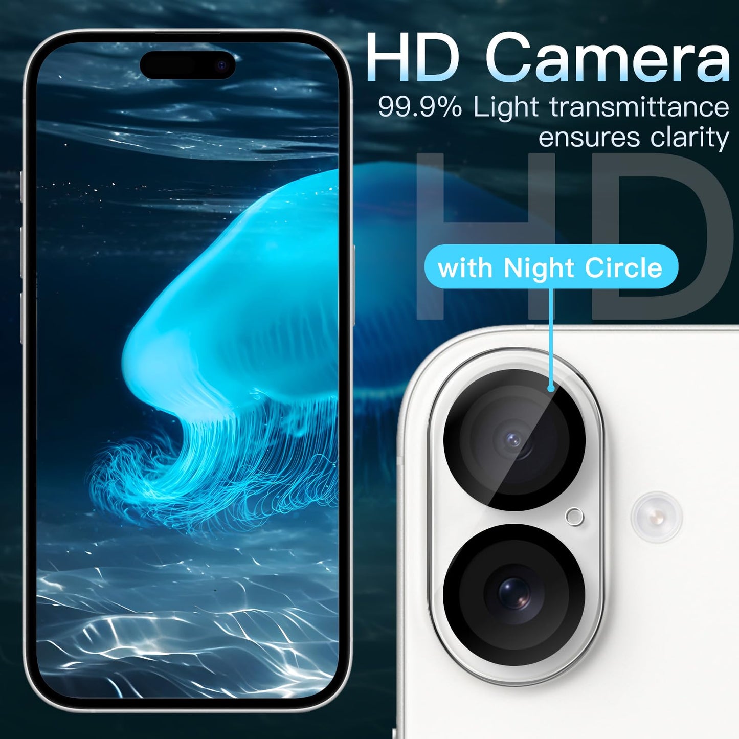 JETech Kameraschutz für iPhone 17 Pro 6,3 Zoll, 9H Gehärtetes Glas, Anti-Kratzer, Hat Keinen Einfluss auf die Hülle, Beeinträchtigt Nachtaufnahmen Nicht, HD Klar, 3 Stück (Durchsichtig)