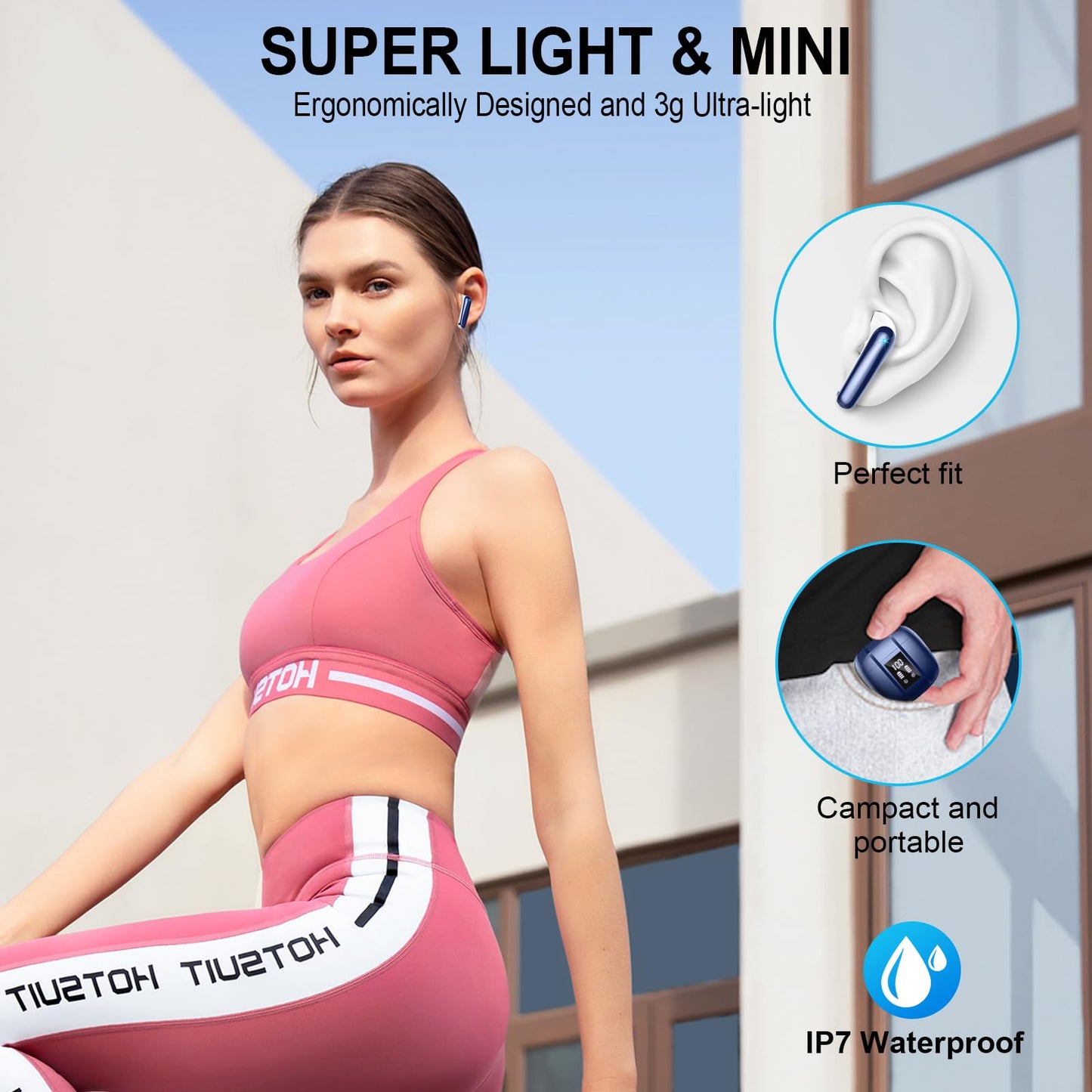 Bluetooth Kopfhörer, 2026 Kopfhörer Kabellos Bluetooth 5.4, 50 Std Spielzeit In Ear Kopfhörer HiFi Stereo mit 4 ENC Noise Cancelling Mics, IP7 Wasserdicht Kabellose Kopfhörer, Ohrhörer mit LED-Anzeige