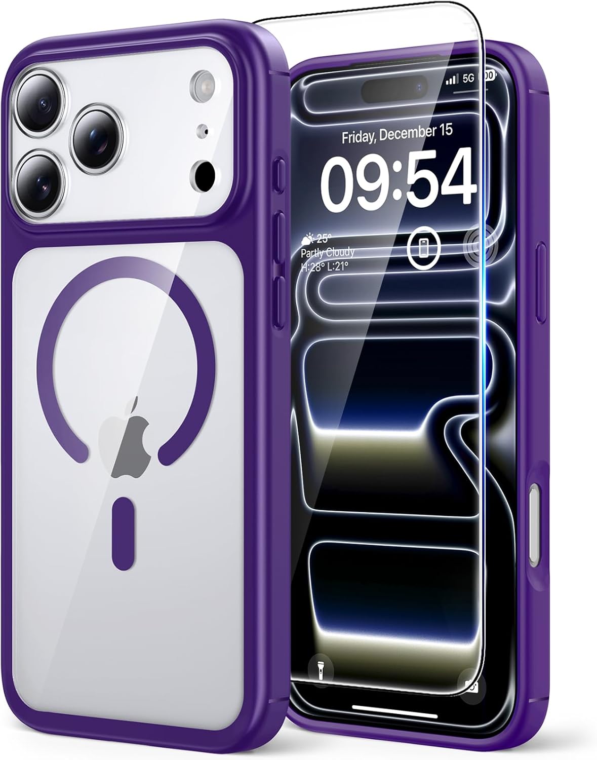 TAURI für iPhone 17 Hülle 6,3" mit Panzer Schutz Glas Folie, Kompatibel mit MagSafe, Schutz nach Militärstandard, [Anti-Vergilbung] Stoßfest Transparent Magnetisch Handyhülle - Durchsichtig