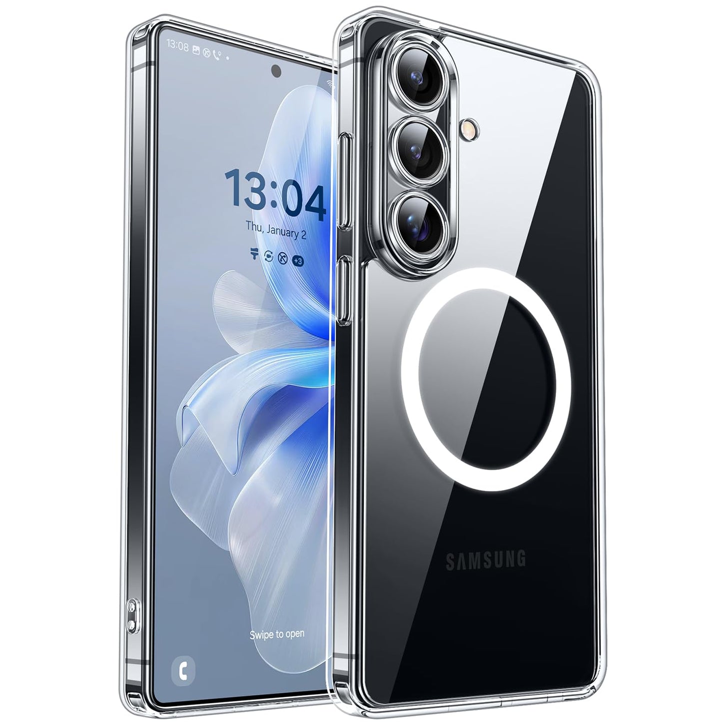 CANSHN für Samsung Galaxy S25 Hülle mit Kameraschutz für Magsafe (TOP Militärschutz & Magnetkraft) Extrem Haltbarkeit Handyhülle S25 Case - Transluzente Matt Schwarz