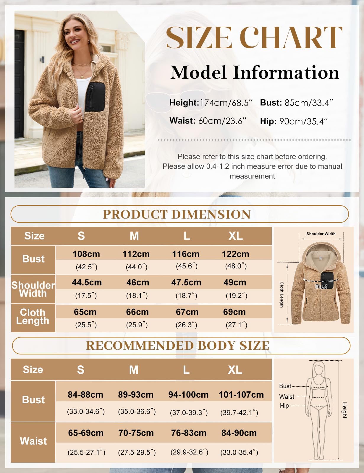 Tuopuda Teddyfell Jacke Damen Herbstjacke Fleecejacke Warme Fleecemantel Damen Kapuzenpullover Zipper Hoodie Plüschjacke mit Taschen