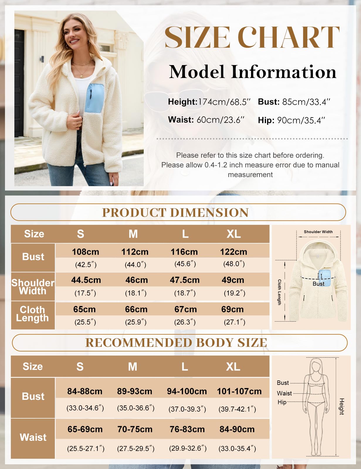 Tuopuda Teddyfell Jacke Damen Herbstjacke Fleecejacke Warme Fleecemantel Damen Kapuzenpullover Zipper Hoodie Plüschjacke mit Taschen