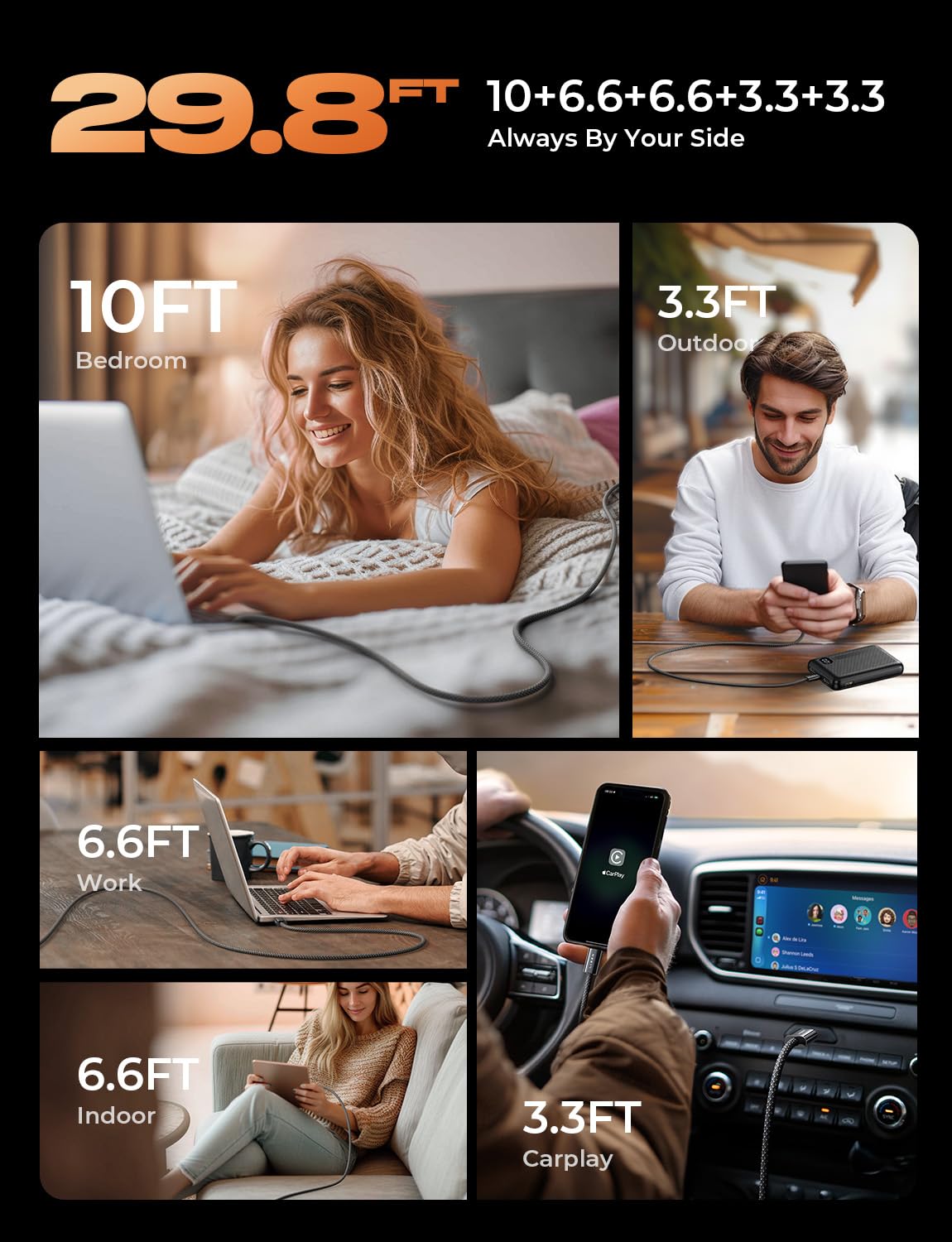 LISEN 60W USB C Kabel, [4er Pack, 0,5M 1M 1M 2M] USB C auf USB C Kabel Set, PD 3.0 Schnellladekabel USB C für iPhone 17 Pro Max Zubehör,iPhone 16 15,Switch,Samsung Galaxy S25,Pixel,MacBook,iPad,Xiaomi