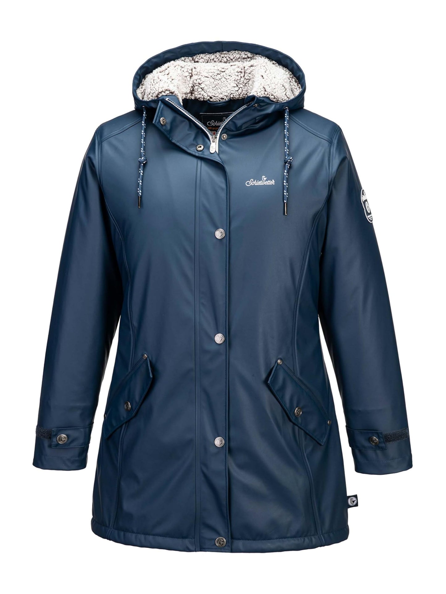 SCHIETWETTER Damen Regenjacke Büffelfell Mima, Friesenerz, Kuschelfleece, Regenparka, PU-Jacke, gefüttert, wasserdicht, Winddicht