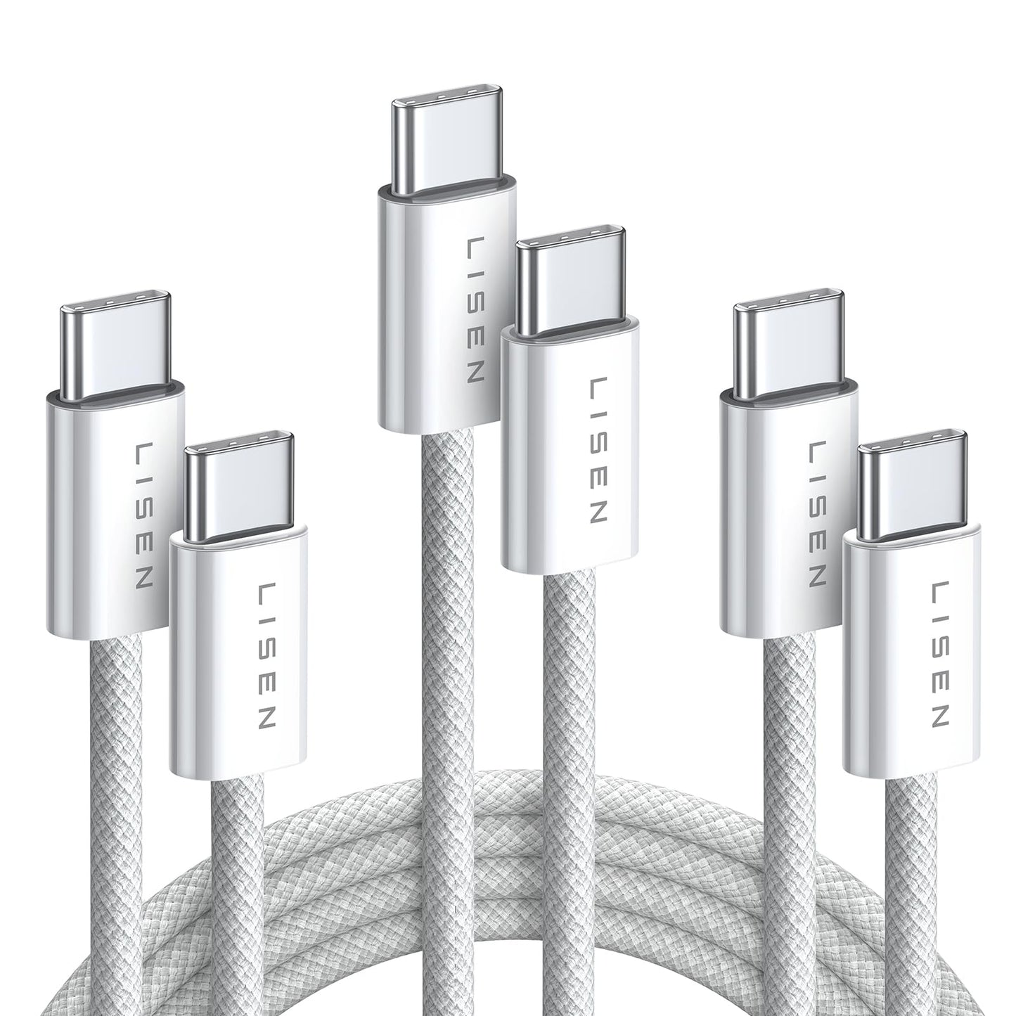 LISEN 60W USB C Kabel, [4er Pack, 0,5M 1M 1M 2M] USB C auf USB C Kabel Set, PD 3.0 Schnellladekabel USB C für iPhone 17 Pro Max Zubehör,iPhone 16 15,Switch,Samsung Galaxy S25,Pixel,MacBook,iPad,Xiaomi