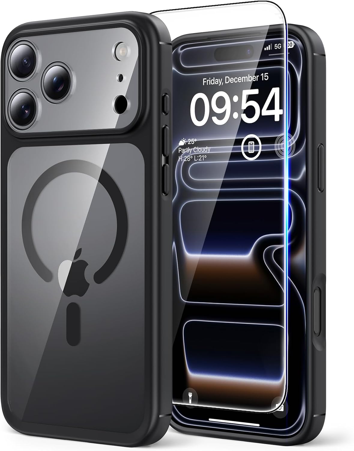 TAURI für iPhone 17 Hülle 6,3" mit Panzer Schutz Glas Folie, Kompatibel mit MagSafe, Schutz nach Militärstandard, [Anti-Vergilbung] Stoßfest Transparent Magnetisch Handyhülle - Durchsichtig