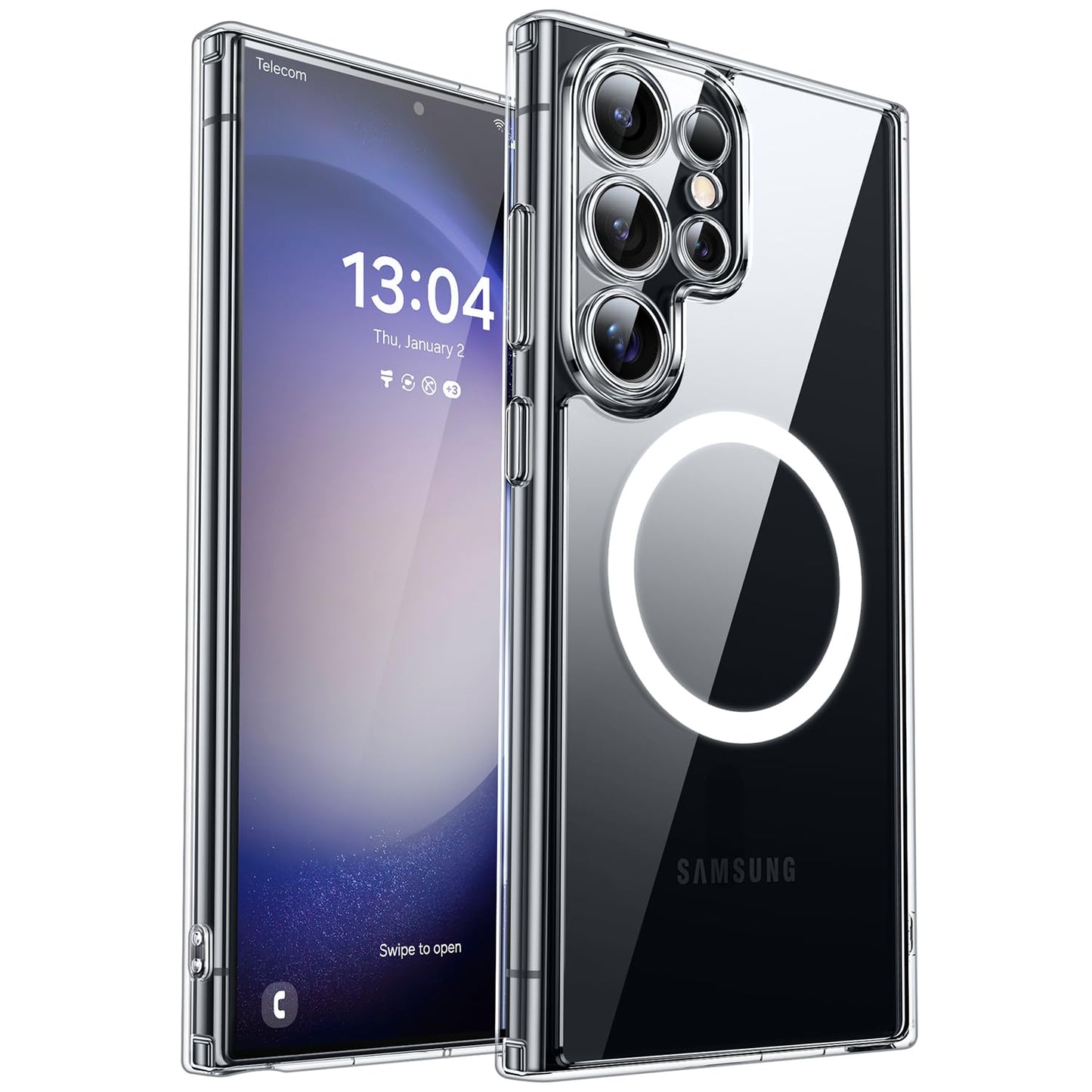 CANSHN für Samsung Galaxy S25 Hülle mit Kameraschutz für Magsafe (TOP Militärschutz & Magnetkraft) Extrem Haltbarkeit Handyhülle S25 Case - Transluzente Matt Schwarz