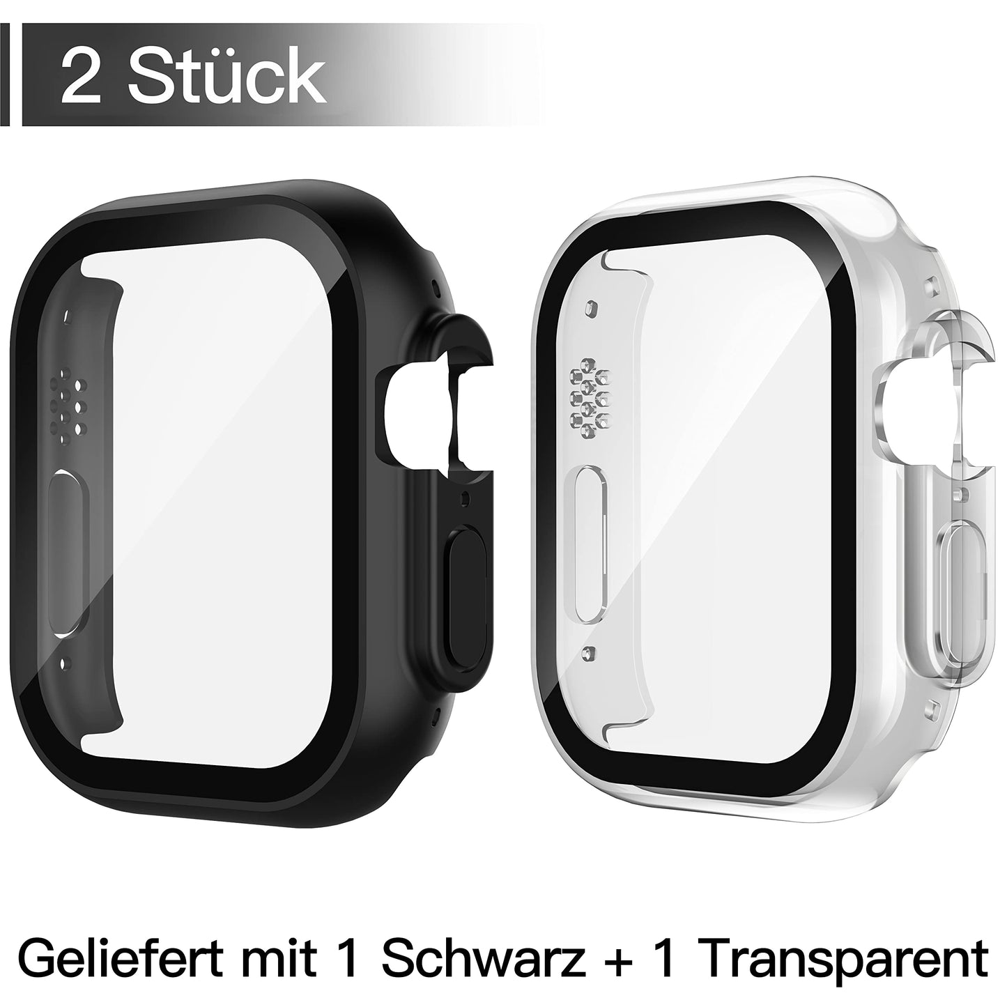 Misxi 2 Stück Harte PC Schutzhülle mit Gehärtetem Displayschutz für Apple Watch Series 11 (2025) Series 10 46mm, Ultra-dünne Anti-Fall Kratzfeste Abdeckung Schutz für iWatch, Mattschwarz