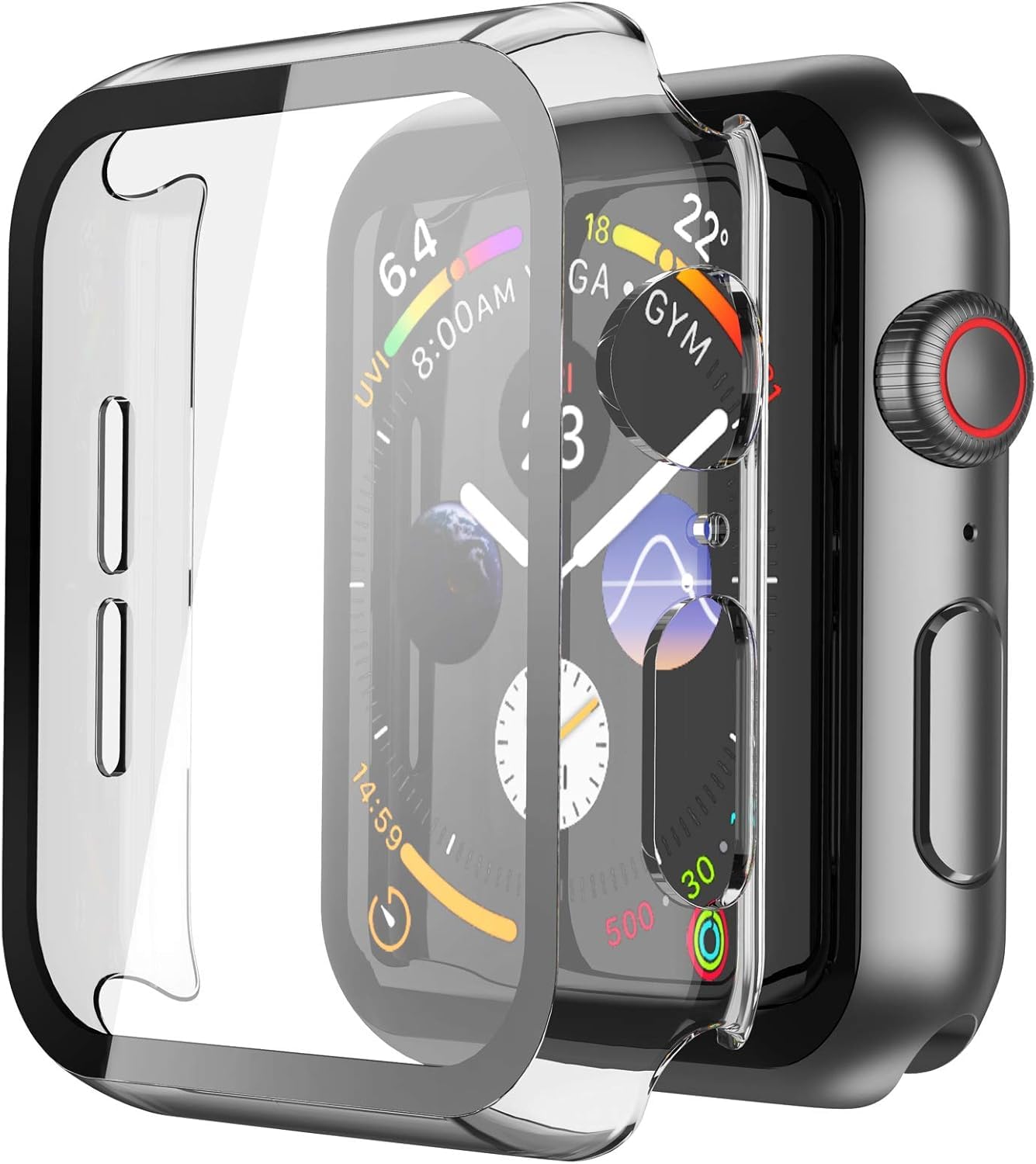 Misxi 2 Stück Harte PC Schutzhülle mit Gehärtetem Displayschutz für Apple Watch Series 11 (2025) Series 10 46mm, Ultra-dünne Anti-Fall Kratzfeste Abdeckung Schutz für iWatch, Mattschwarz