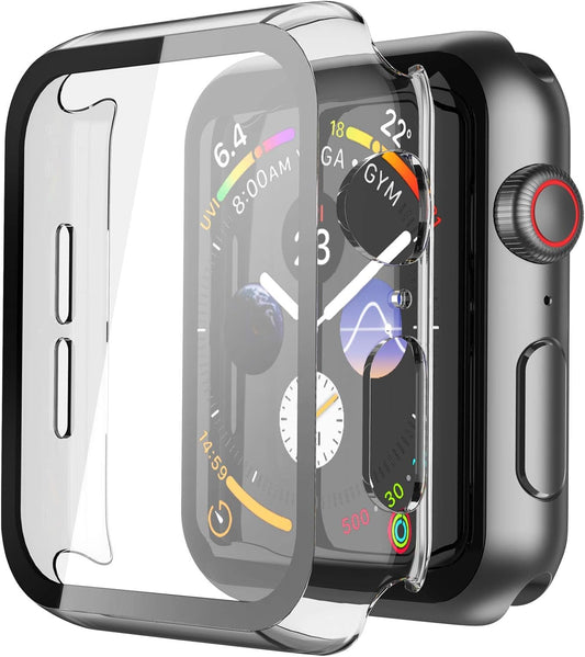 Misxi 2 Stück Harte PC Schutzhülle mit Gehärtetem Displayschutz für Apple Watch Series 11 (2025) Series 10 46mm, Ultra-dünne Anti-Fall Kratzfeste Abdeckung Schutz für iWatch, Mattschwarz