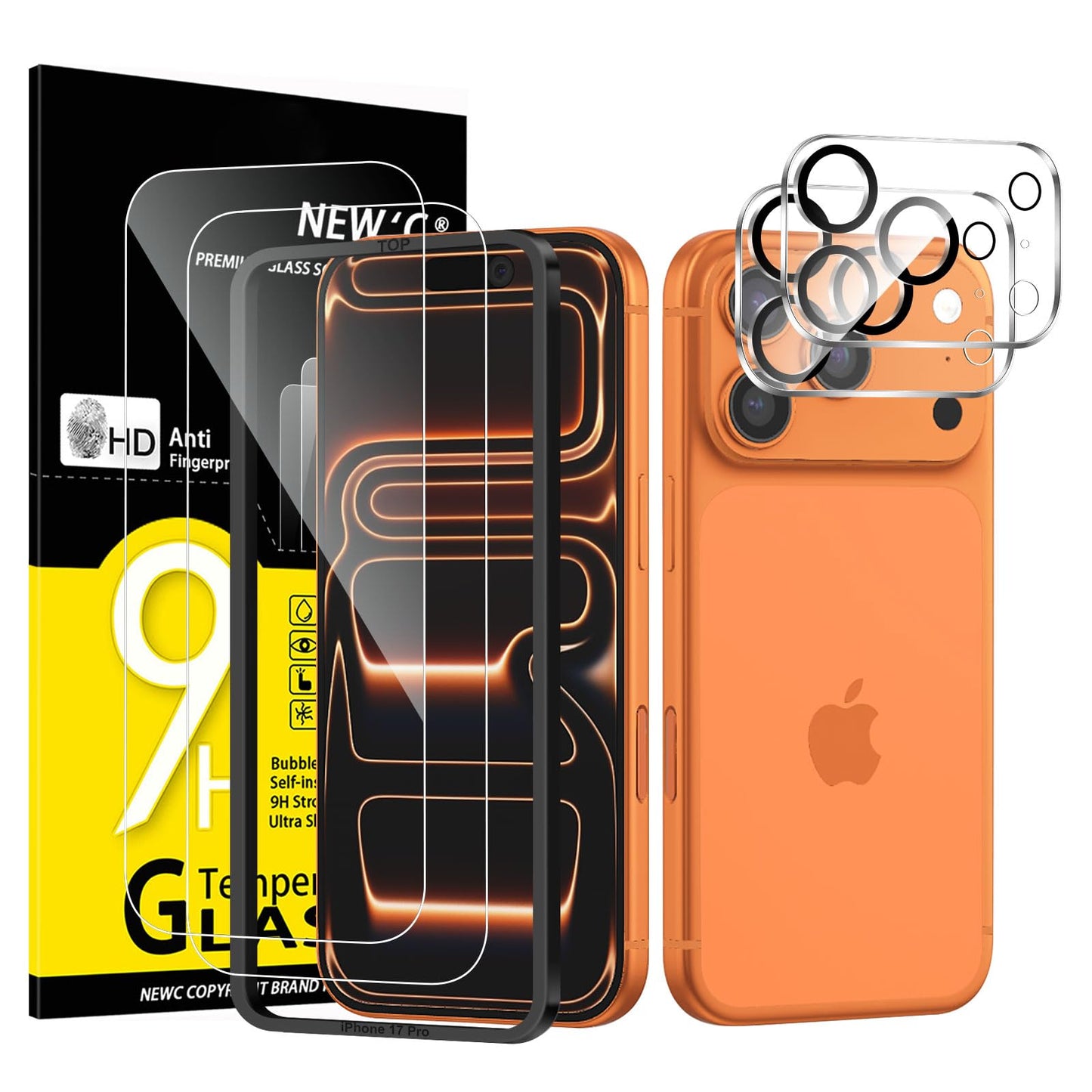 NEW'C für iPhone 16 für Panzerglas 6,1 Zoll (2 Stück) und 2 x Kamera Panzer Schutz für Kameraschutz (2 Stück) -Kratzfest -extrem widerstandsfähig -9H-Härteglas