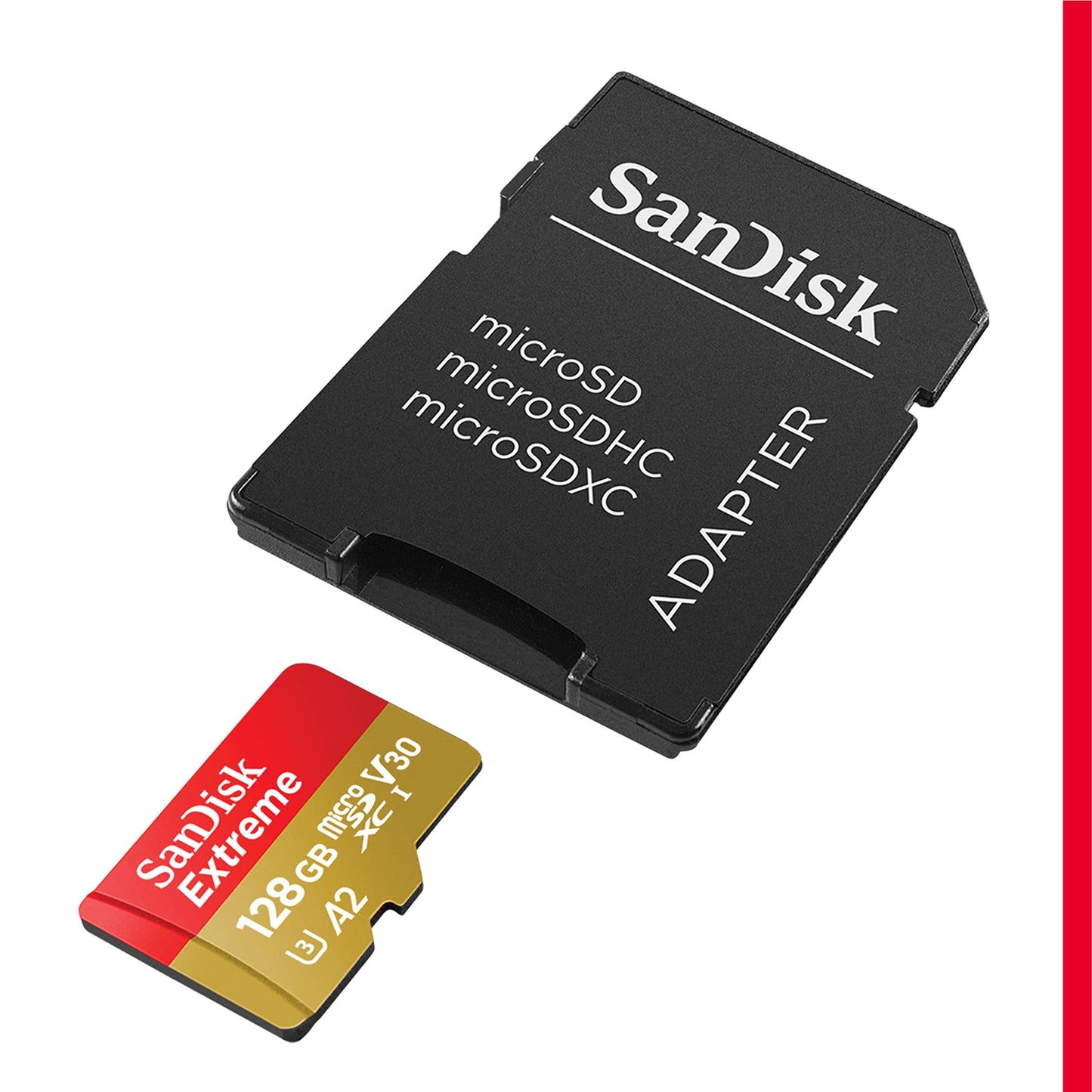 SanDisk Extreme microSDXC UHS-I Speicherkarte 128 GB + Adapter (Für Smartphones, Actionkameras und Drohnen, A2, C10, V30, U3, 190 MB/s Übertragung, RescuePRO Deluxe)