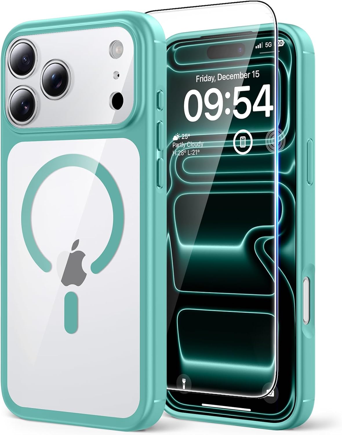 TAURI für iPhone 17 Hülle 6,3" mit Panzer Schutz Glas Folie, Kompatibel mit MagSafe, Schutz nach Militärstandard, [Anti-Vergilbung] Stoßfest Transparent Magnetisch Handyhülle - Durchsichtig