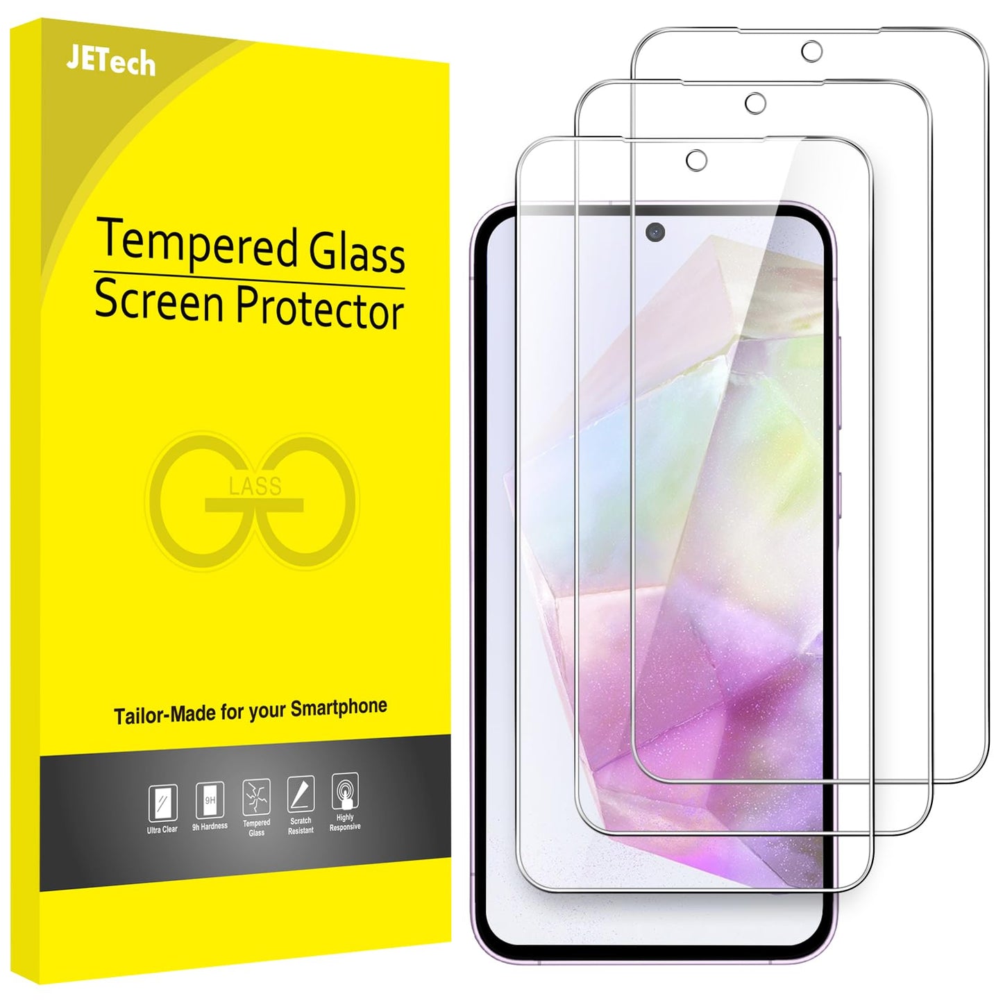 JETech Schutzfolie für Samsung Galaxy A54 5G 6,4 Zoll, 9H Panzer Schutz Glas Folie Displayschutz, Kratzfest, HD Klar, 3 Stück