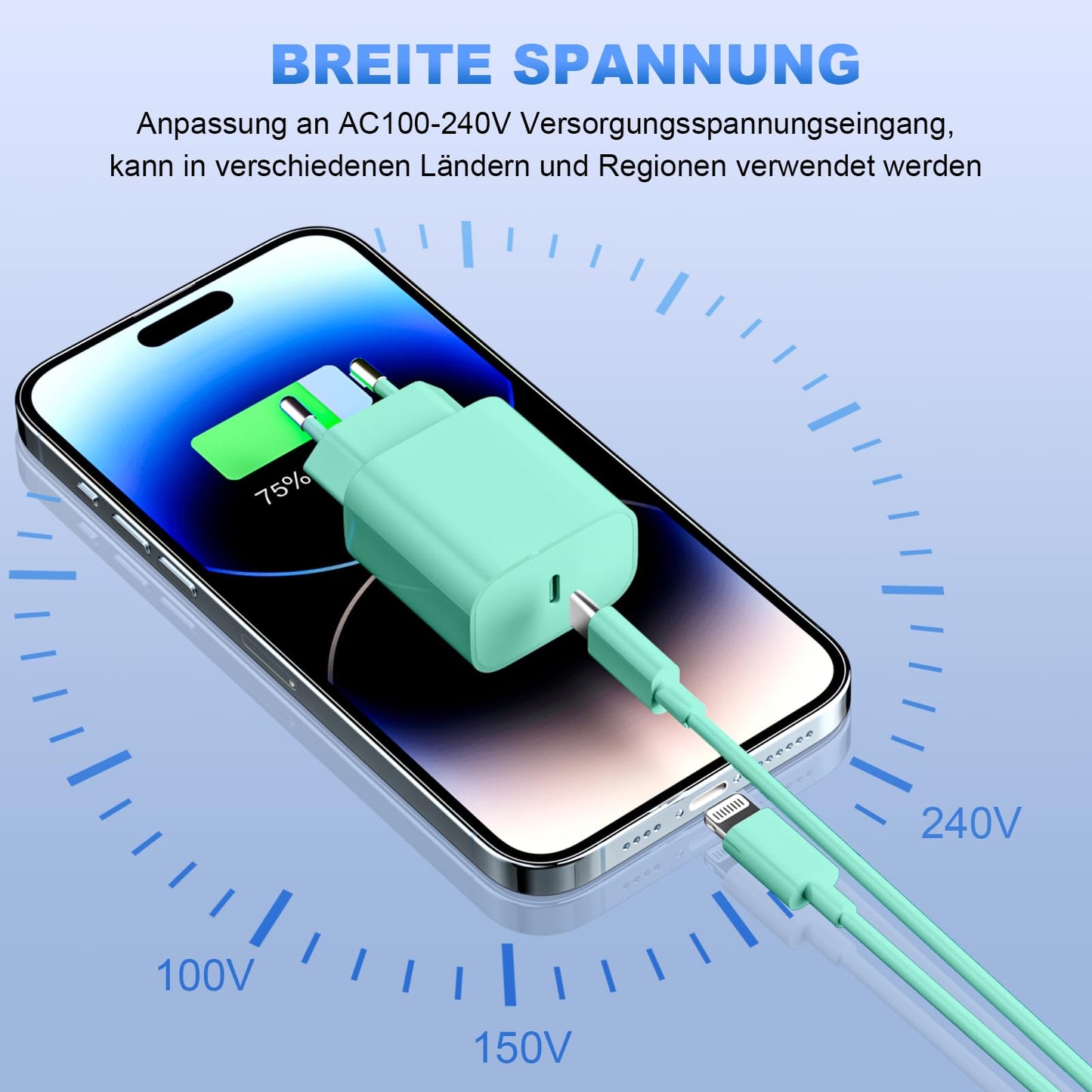 iPhone Ladekabel, [MFi-Zertifiziert] 2er Pack 25W iPhone Ladegerät Apple Ladekabel 2M, USBC Schnellladegerät mit USB C auf Lightning Kabel für i Phone 14 13 12 11 Pro Max XS XR X 8 7 6 Plus 5 iPad