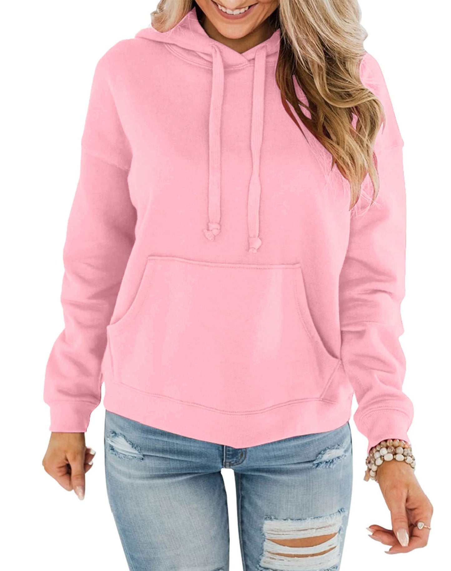 Hoodie Damen Kapuzenpullover Baumwolle Pullover Herbst Langarm Sweatshirt Casual Hoody mit Kapuze Leichter Pulli Oberteile
