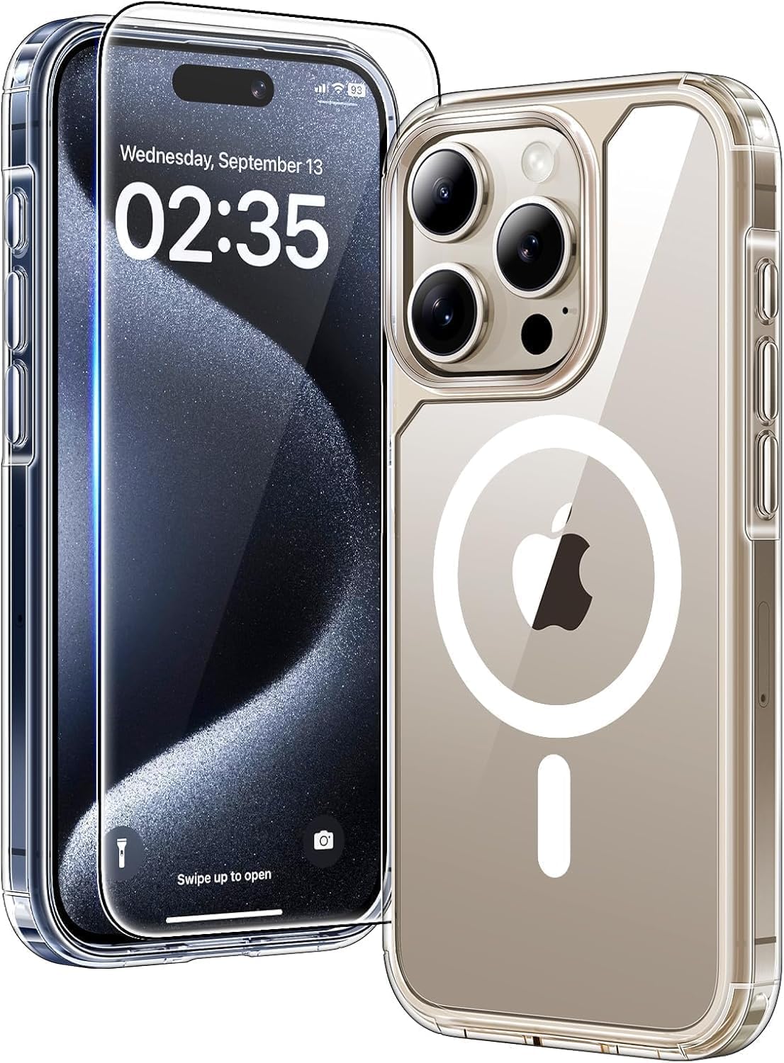 TAURI für iPhone 17 Hülle 6,3" mit Panzer Schutz Glas Folie, Kompatibel mit MagSafe, Schutz nach Militärstandard, [Anti-Vergilbung] Stoßfest Transparent Magnetisch Handyhülle - Durchsichtig
