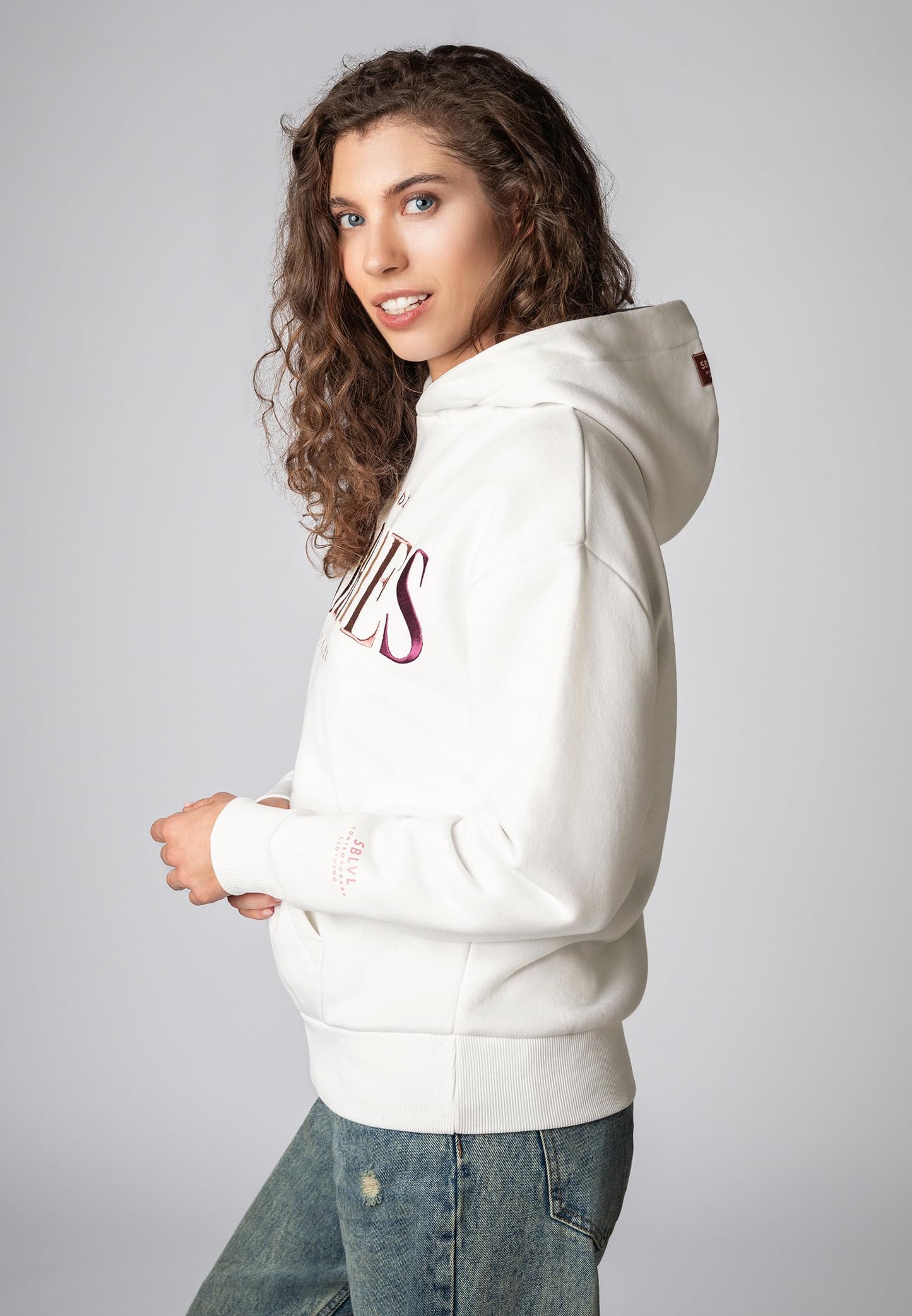 Sublevel Damen Sweathoodie Kapuzenpullover Sweatjacke mit Prints und Kapuze