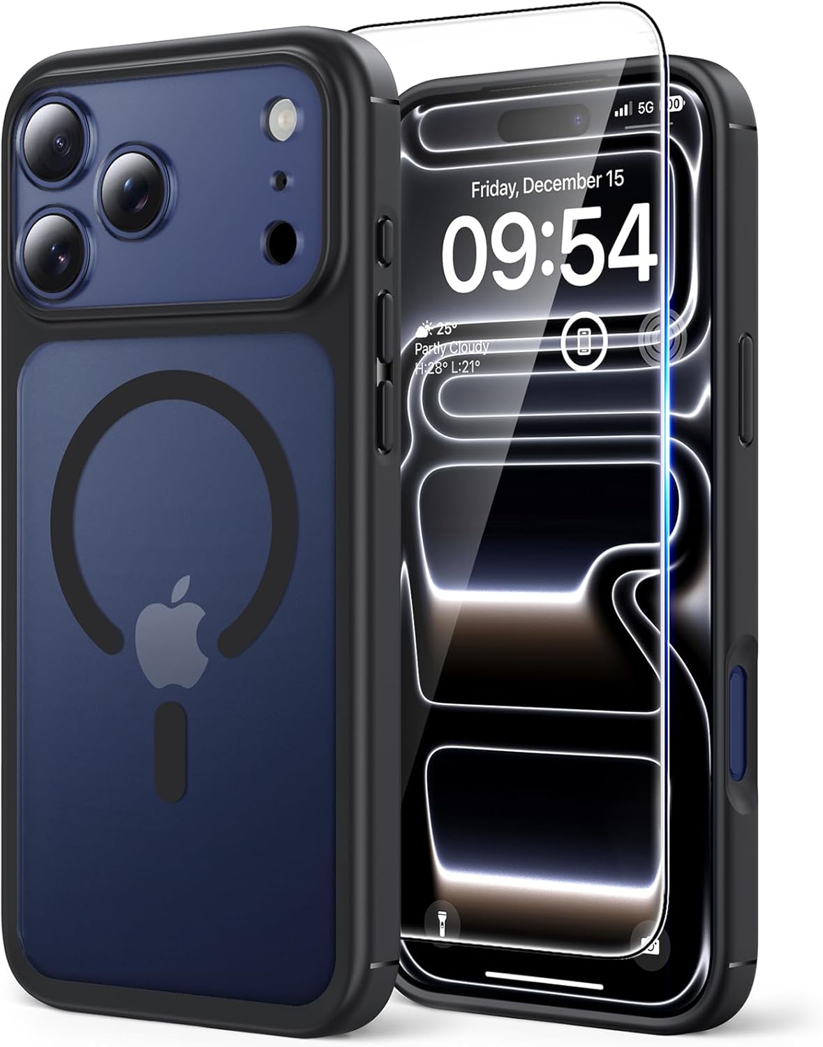TAURI für iPhone 17 Hülle 6,3" mit Panzer Schutz Glas Folie, Kompatibel mit MagSafe, Schutz nach Militärstandard, [Anti-Vergilbung] Stoßfest Transparent Magnetisch Handyhülle - Durchsichtig