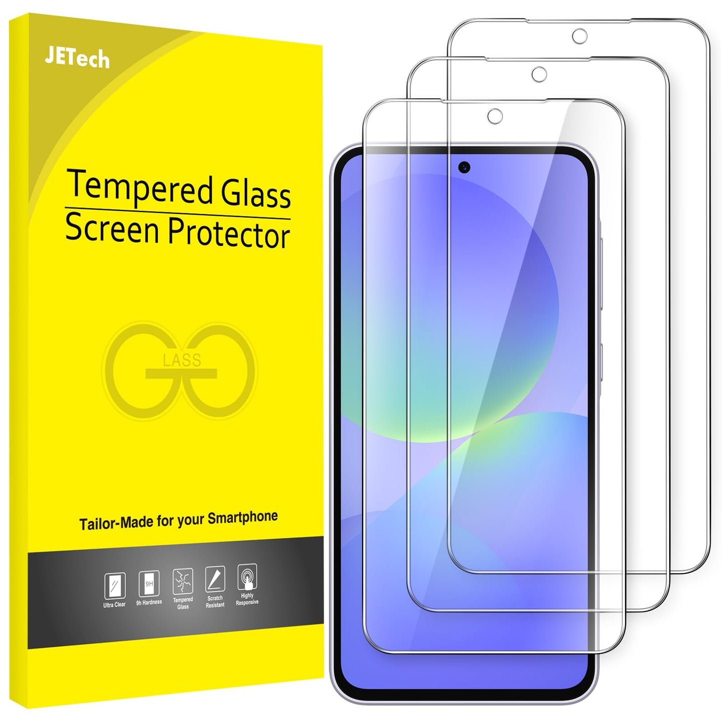 JETech Schutzfolie für Samsung Galaxy A54 5G 6,4 Zoll, 9H Panzer Schutz Glas Folie Displayschutz, Kratzfest, HD Klar, 3 Stück