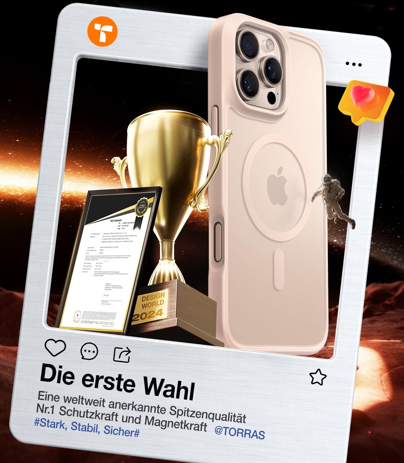 TORRAS Guardian-Mag für iPhone 17 Pro Hülle für MagSafe (Zertifizierte Militärschutz und Magnetkraft) Handyhülle iPhone 17 Pro Case Extrem Haltbarkeit Hülle Stoßfest Kratzfest Cover, Matt Blau