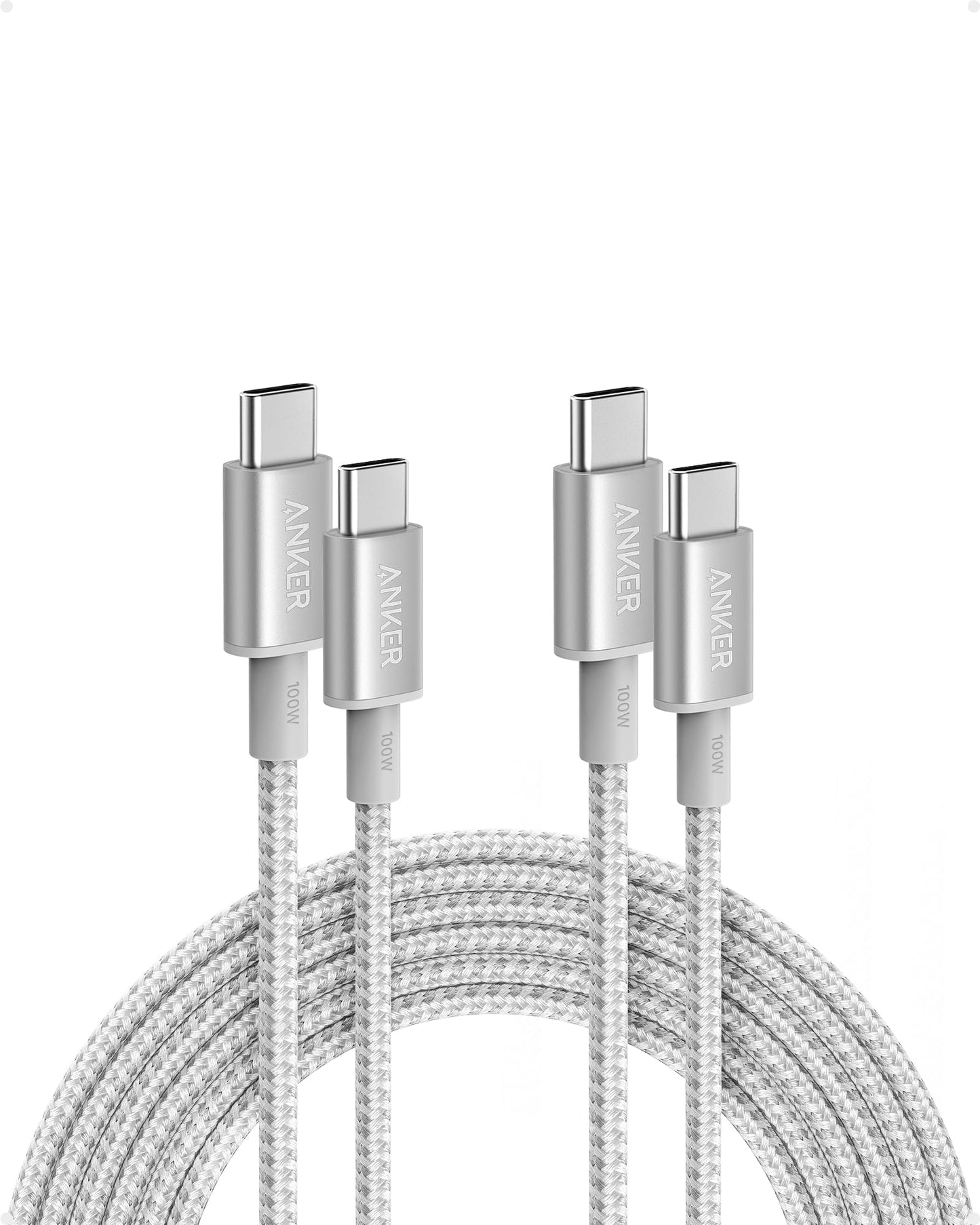 Anker Nylon USB-C to USB-C Charging Cable 2.0, 100W Type-C Charging Cable, 3m Long, Fast Charging for iPad Mini 6. Gen, MacBook Pro 2020, iPad Pro 2020, iPad Air 4, Galaxy S20 Plus S9, Pixel, Switch