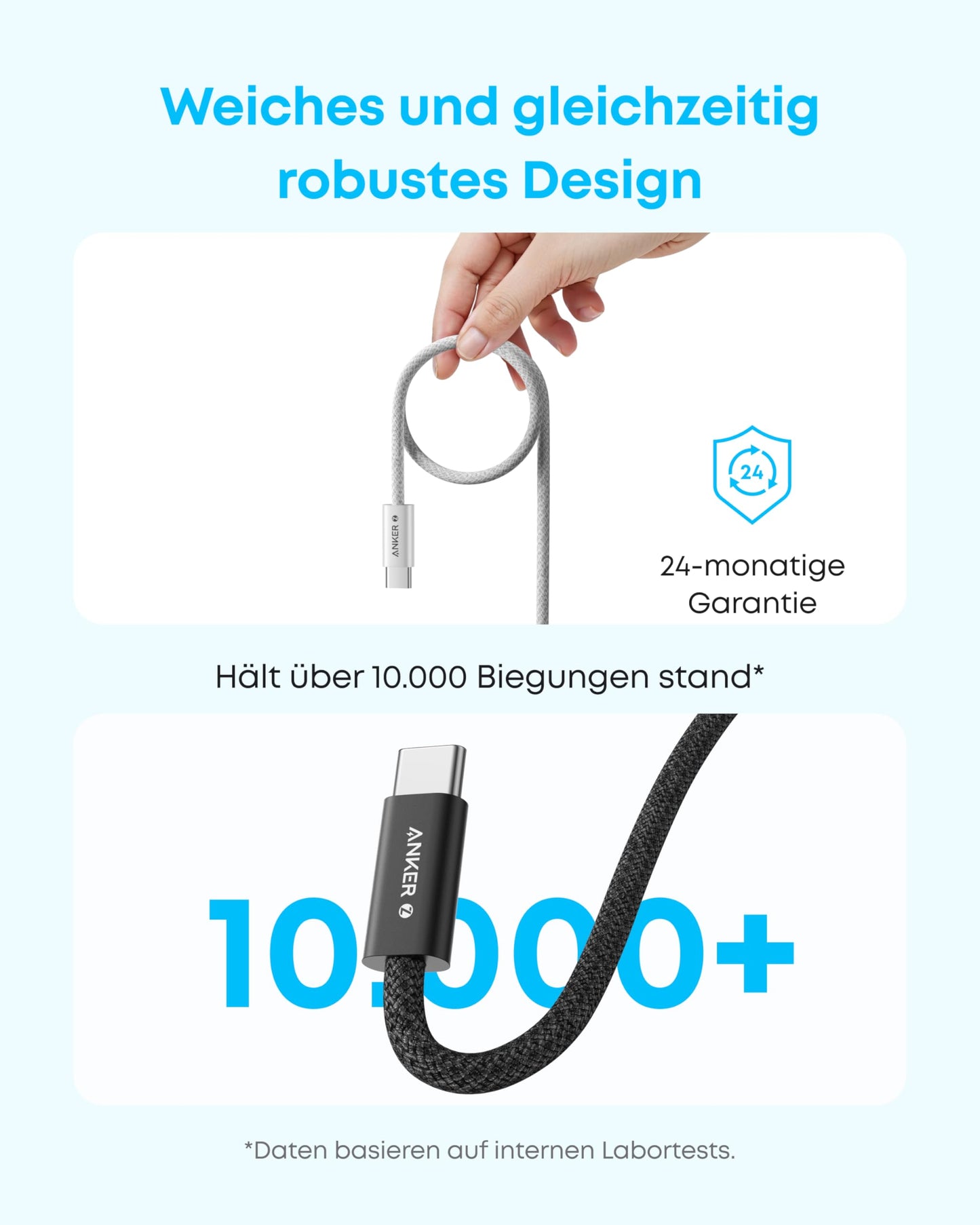 Anker 240W USB C Kabel, [2 Stück 1,8m] PD 3.1 Schnellladekabel USB C auf USB C Kabel, USB C Ladekabel für iPhone 17 Pro Max/iPhone Air/16/15 Serie, Samsung Galaxy S25/S24, MacBook Pro/Air, iPad Pro