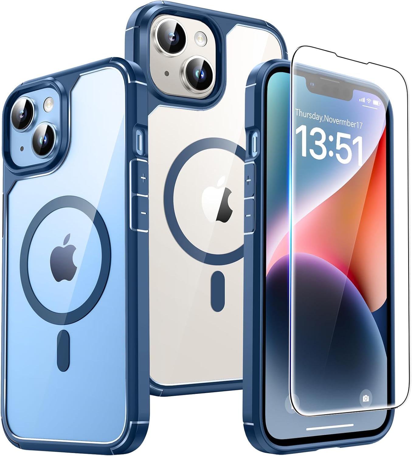 TAURI für iPhone 17 Hülle 6,3" mit Panzer Schutz Glas Folie, Kompatibel mit MagSafe, Schutz nach Militärstandard, [Anti-Vergilbung] Stoßfest Transparent Magnetisch Handyhülle - Durchsichtig