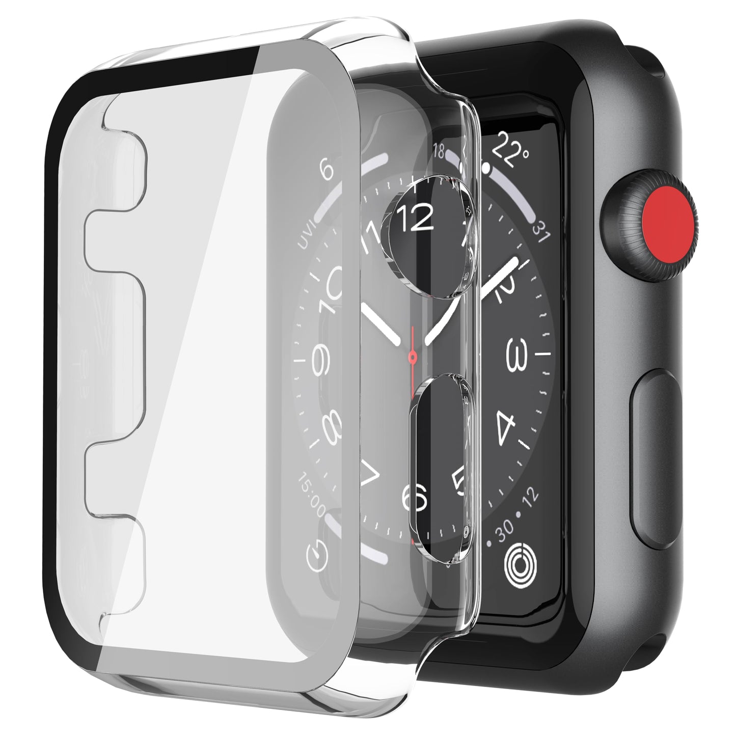 Misxi 2 Stück Harte PC Schutzhülle mit Gehärtetem Displayschutz für Apple Watch Series 11 (2025) Series 10 46mm, Ultra-dünne Anti-Fall Kratzfeste Abdeckung Schutz für iWatch, Mattschwarz