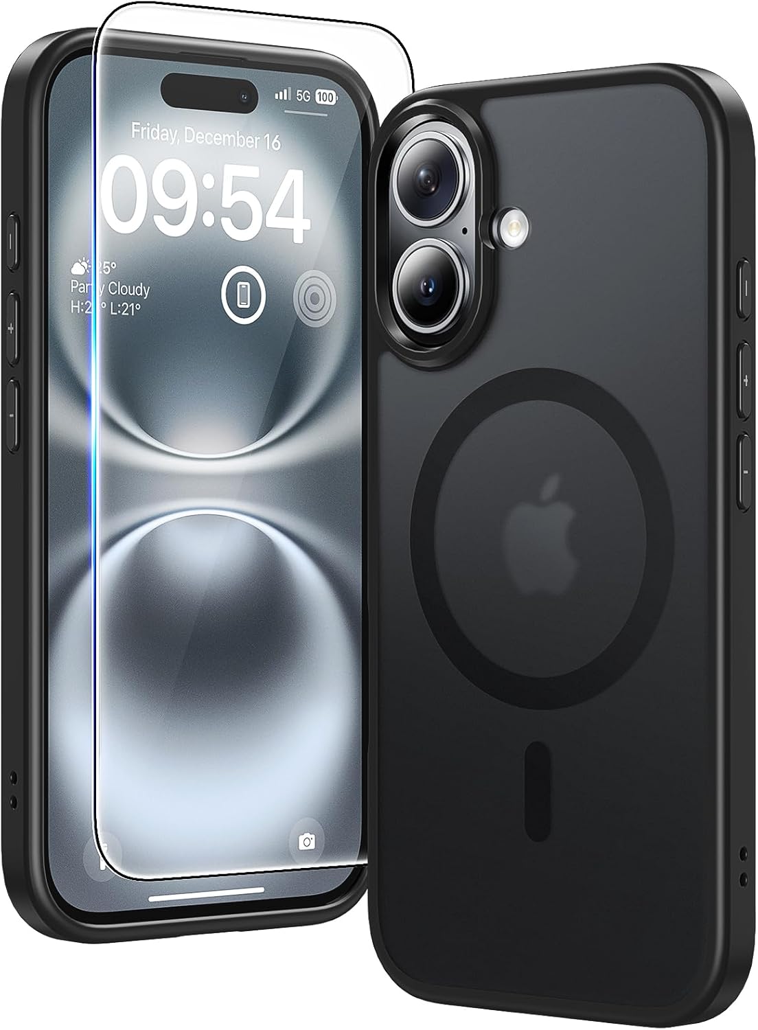 TAURI für iPhone 17 Hülle 6,3" mit Panzer Schutz Glas Folie, Kompatibel mit MagSafe, Schutz nach Militärstandard, [Anti-Vergilbung] Stoßfest Transparent Magnetisch Handyhülle - Durchsichtig
