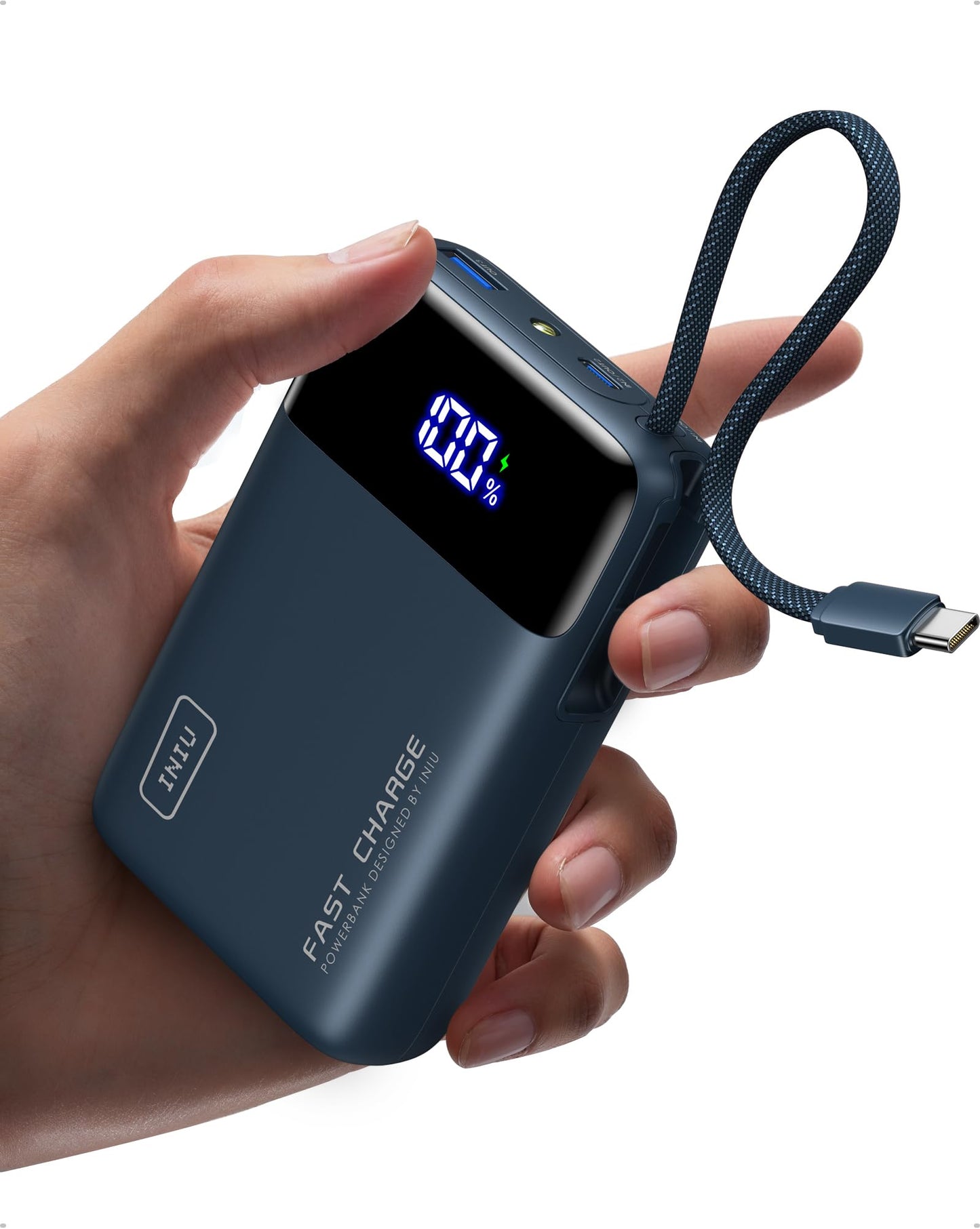INIU 45W Power Bank, Ultra Klein 20000mAh Powerbank iPhone mit Integriertem USB-C Kabel, Schnellladen Externe Handyakkus Mini, Klein Aber Stark für iPhone 17 16 15 Pro, Samsung S22, Xiaomi, iPad etc