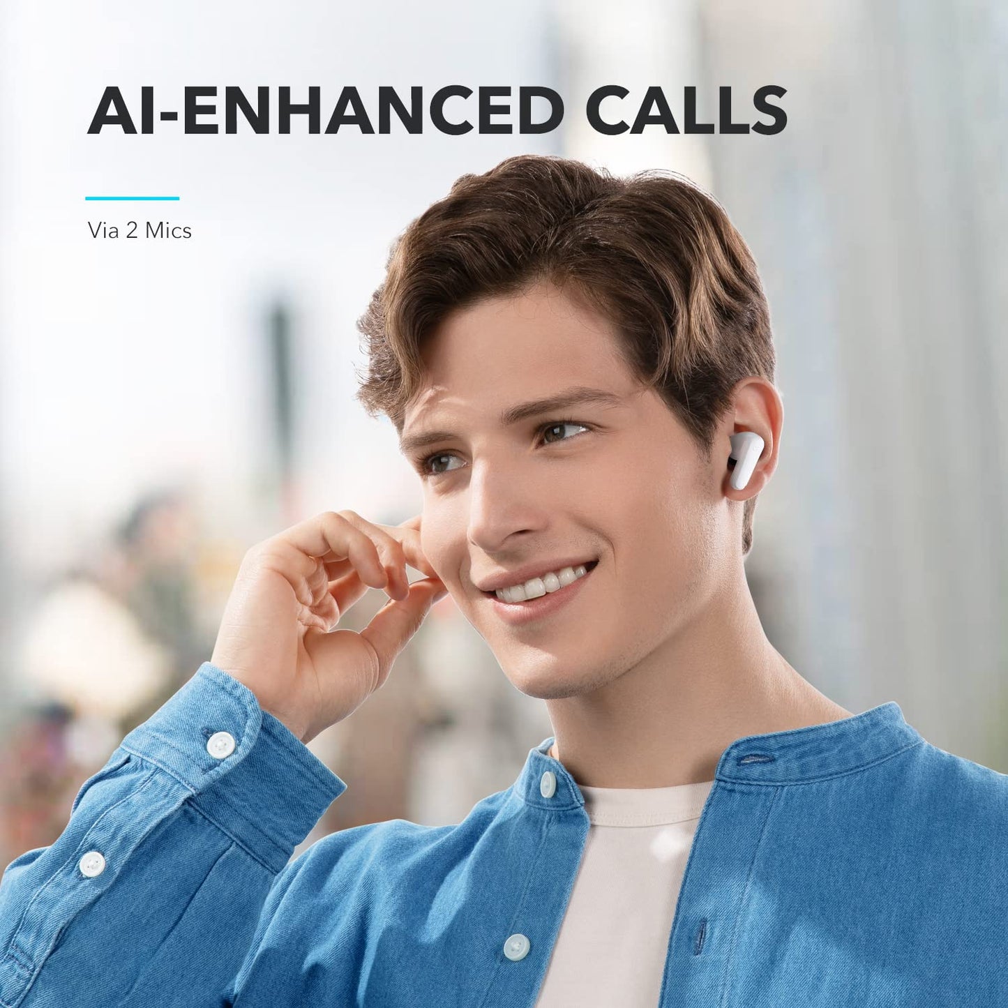 soundcore by Anker P20i Wireless Bluetooth Headphones In-Ear, 10 mm Driver, Bluetooth 5.3, Adjustable EQ, 30 Hours Playtime, IPX5 Waterproof, 2 Micros with AI, Single Use (Black)