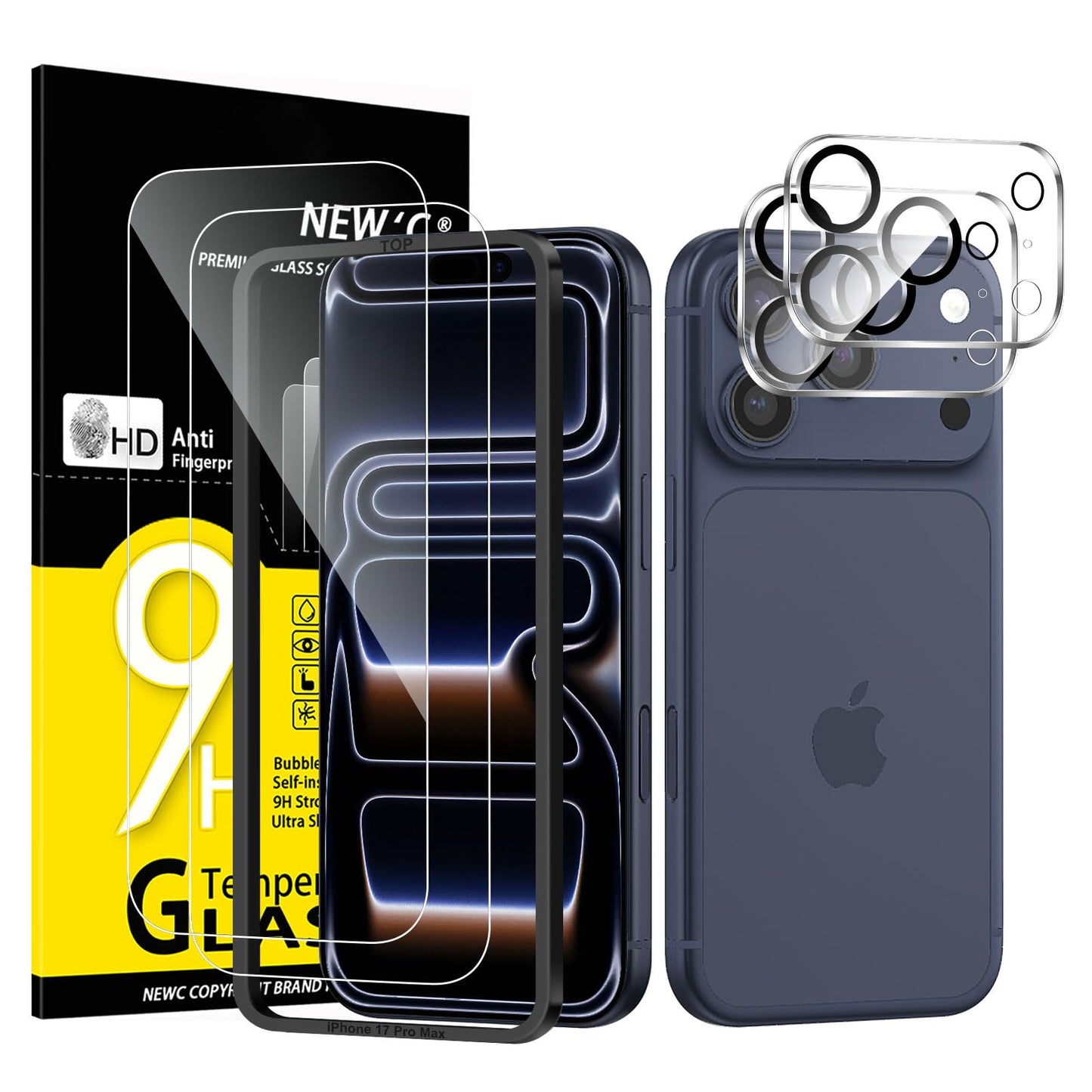 NEW'C für iPhone 16 für Panzerglas 6,1 Zoll (2 Stück) und 2 x Kamera Panzer Schutz für Kameraschutz (2 Stück) -Kratzfest -extrem widerstandsfähig -9H-Härteglas