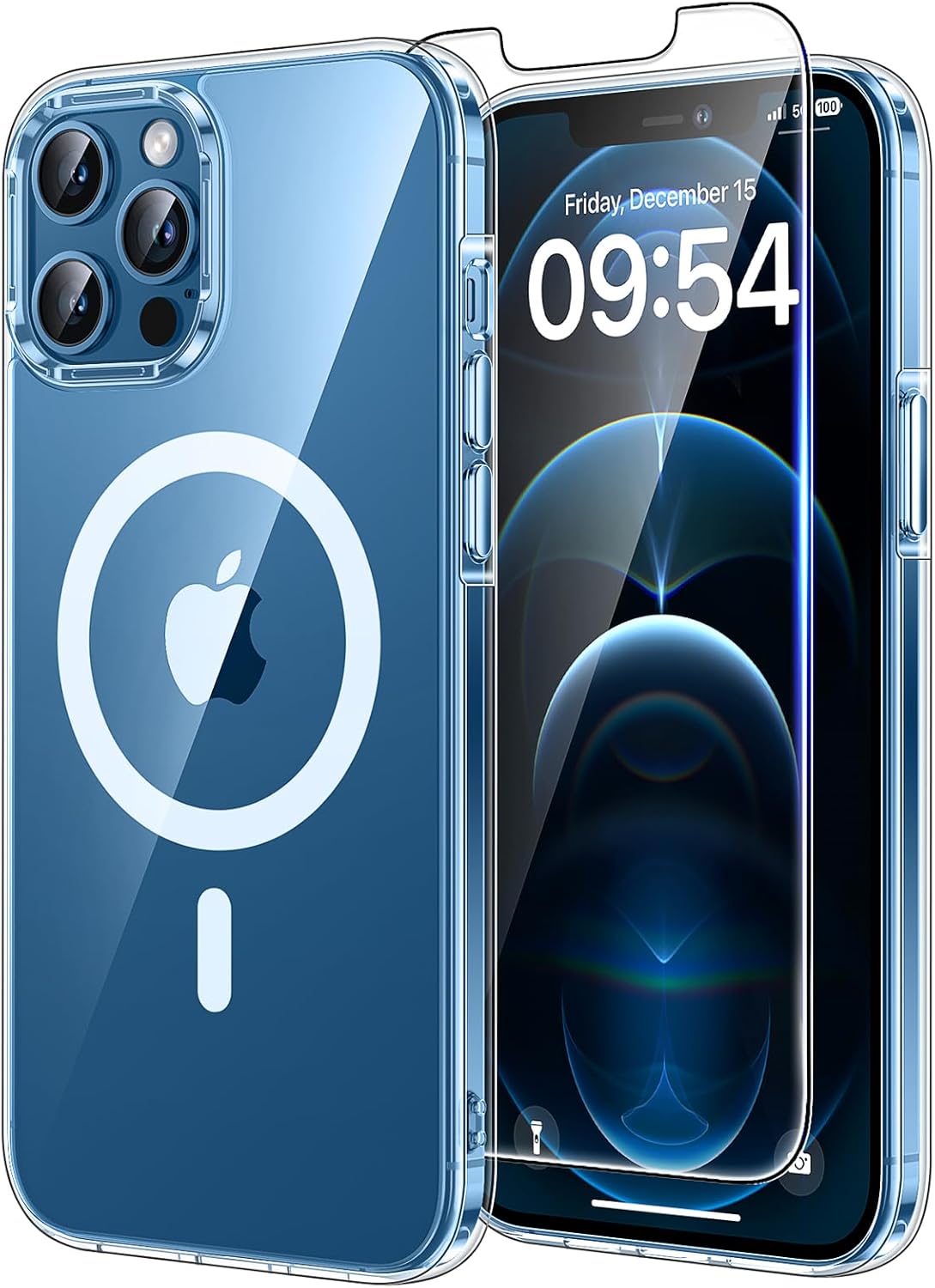 TAURI für iPhone 17 Hülle 6,3" mit Panzer Schutz Glas Folie, Kompatibel mit MagSafe, Schutz nach Militärstandard, [Anti-Vergilbung] Stoßfest Transparent Magnetisch Handyhülle - Durchsichtig
