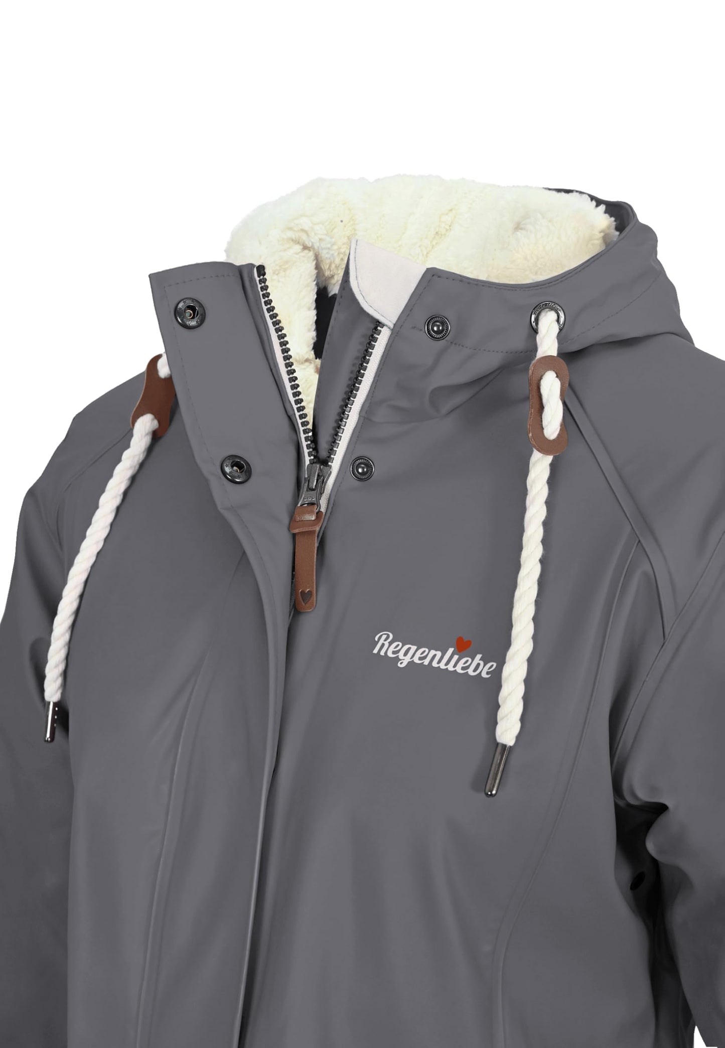 Regenliebe Damen Regenmantel wasserdicht Friesennerz mit Teddyfleece gefüttert