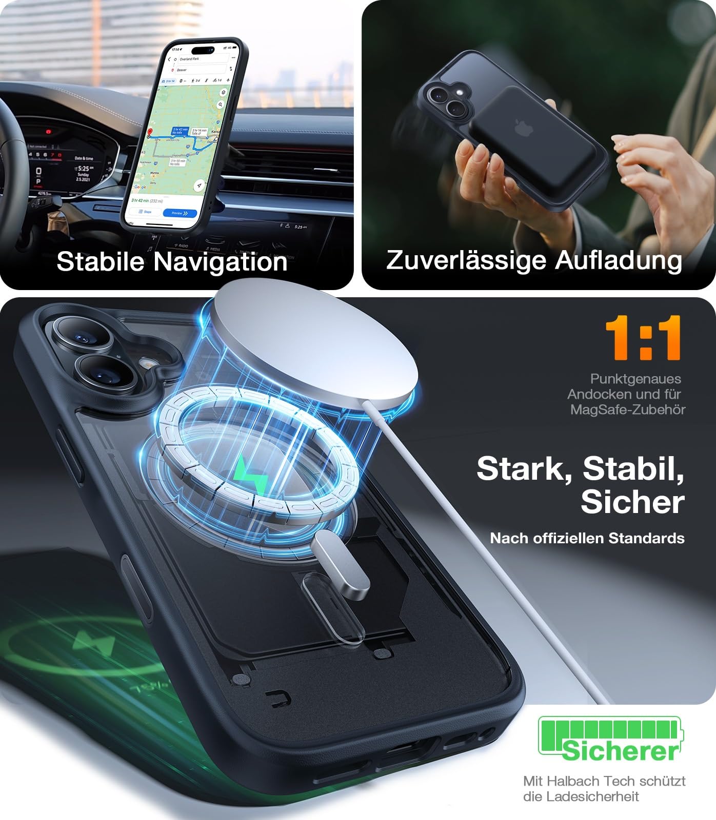 TORRAS Guardian-Mag für iPhone 17 Pro Hülle für MagSafe (Zertifizierte Militärschutz und Magnetkraft) Handyhülle iPhone 17 Pro Case Extrem Haltbarkeit Hülle Stoßfest Kratzfest Cover, Matt Blau