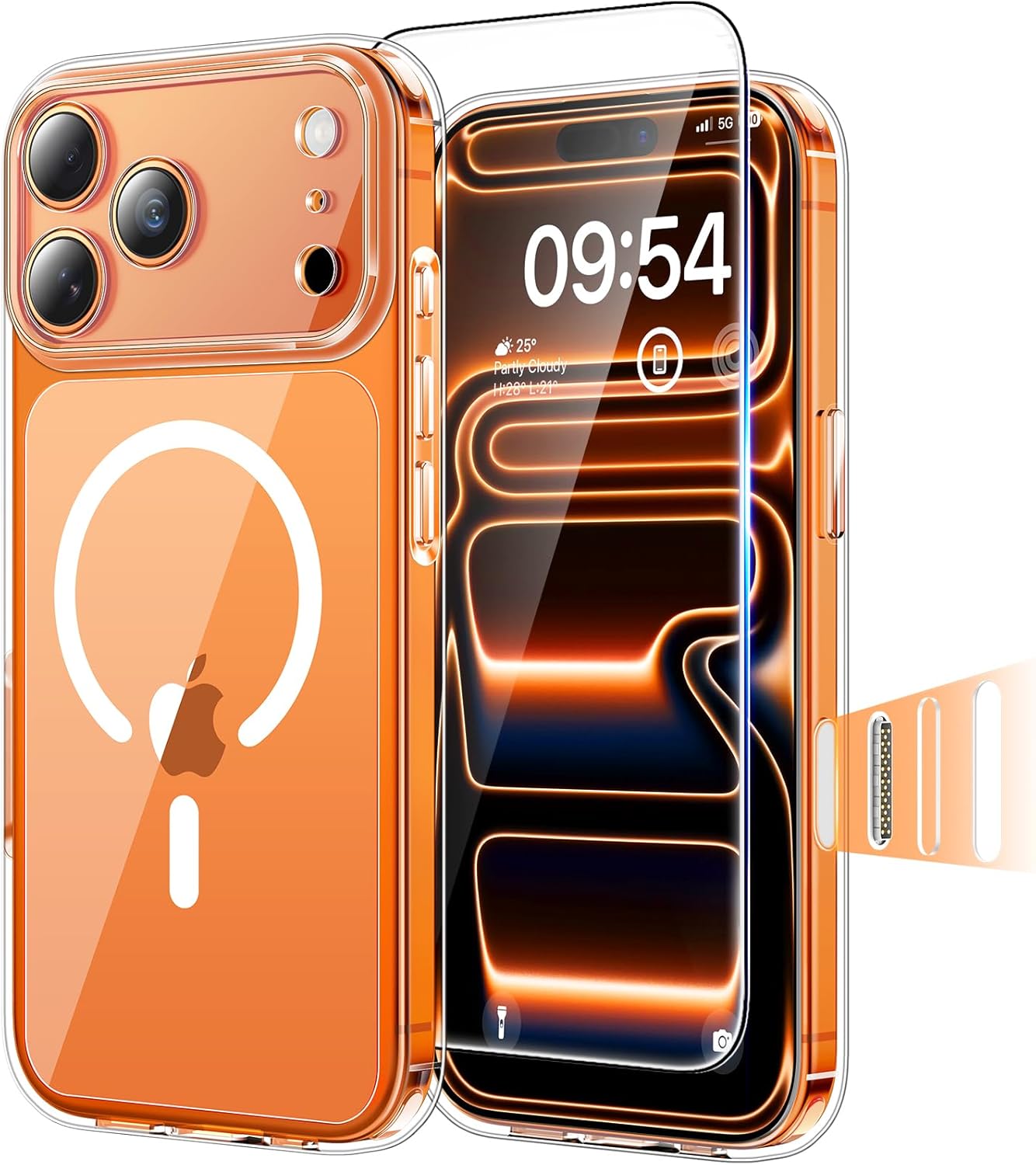 TAURI für iPhone 17 Hülle 6,3" mit Panzer Schutz Glas Folie, Kompatibel mit MagSafe, Schutz nach Militärstandard, [Anti-Vergilbung] Stoßfest Transparent Magnetisch Handyhülle - Durchsichtig