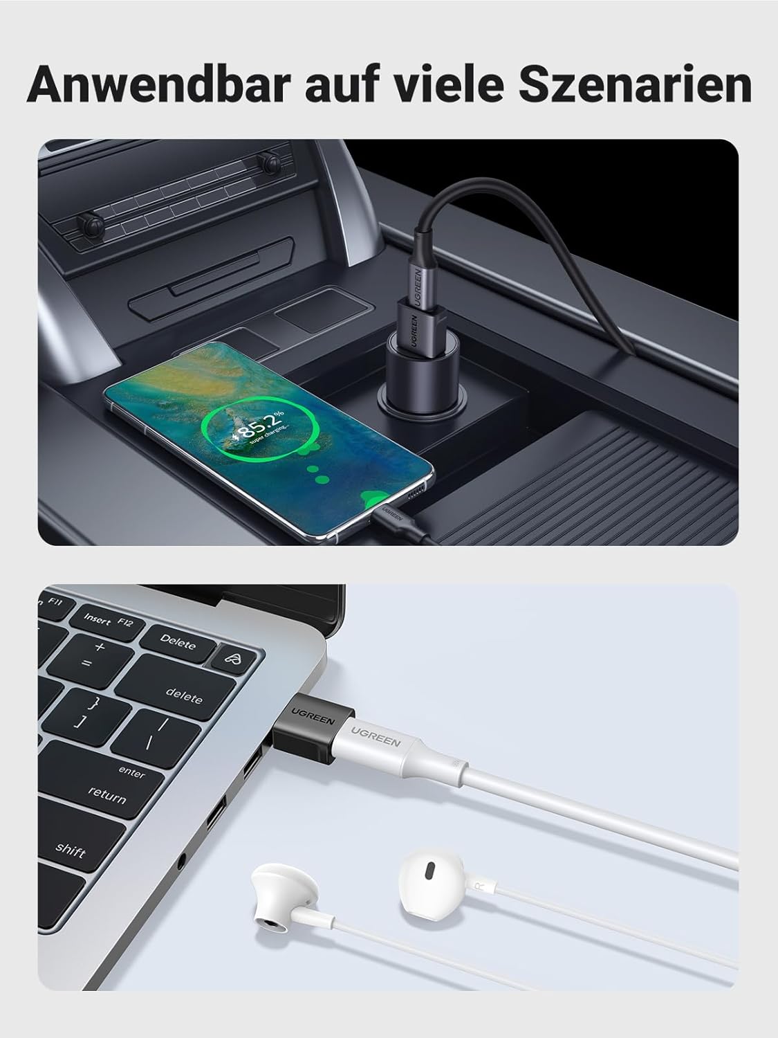 UGREEN USB C Adapter (3 Stück), 10Gbps USB C Buchse zu A Stecker Adapter Kompatibel Mit iPhone 17/16/15 Serie, iPad, Galaxy S24/S23 Serie, Laptops, Carplay usw
