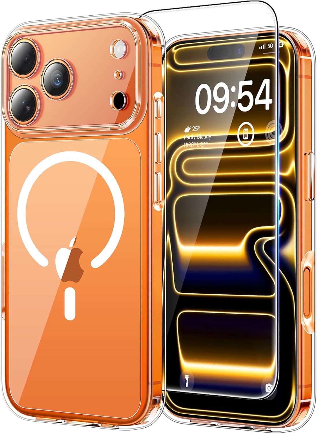 TAURI für iPhone 17 Hülle 6,3" mit Panzer Schutz Glas Folie, Kompatibel mit MagSafe, Schutz nach Militärstandard, [Anti-Vergilbung] Stoßfest Transparent Magnetisch Handyhülle - Durchsichtig