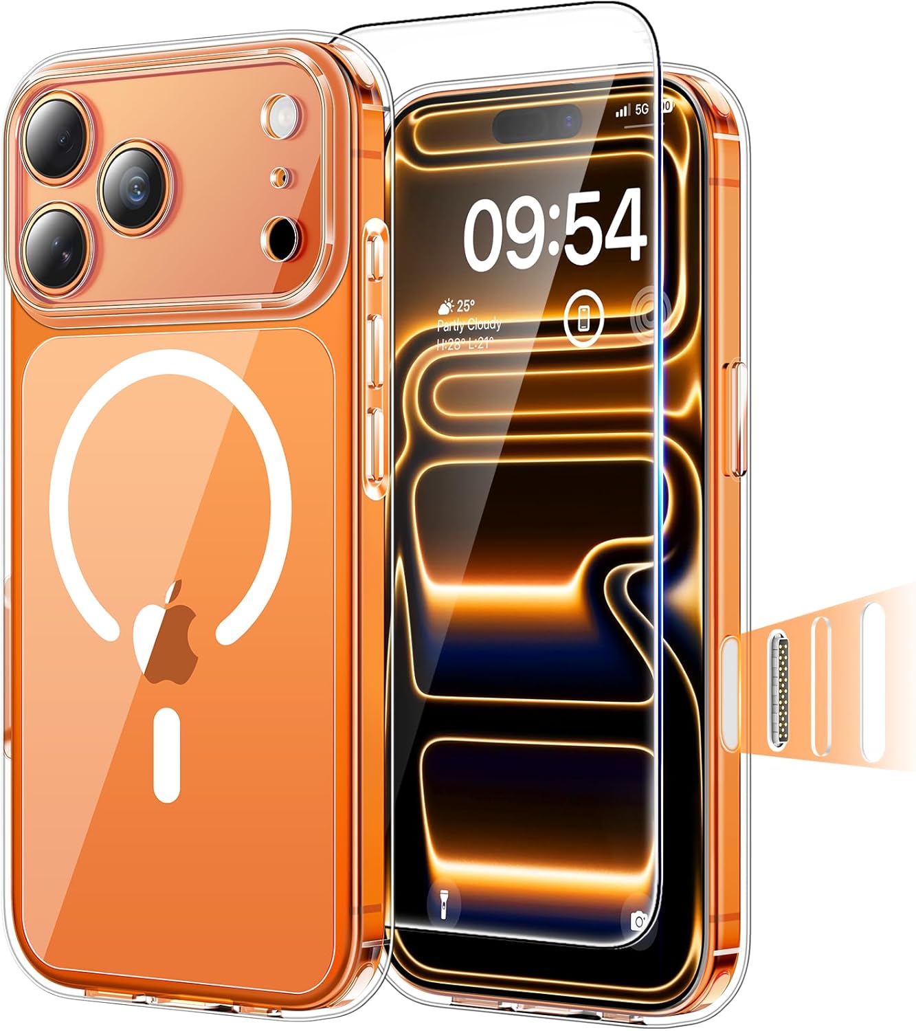 TAURI für iPhone 17 Hülle 6,3" mit Panzer Schutz Glas Folie, Kompatibel mit MagSafe, Schutz nach Militärstandard, [Anti-Vergilbung] Stoßfest Transparent Magnetisch Handyhülle - Durchsichtig