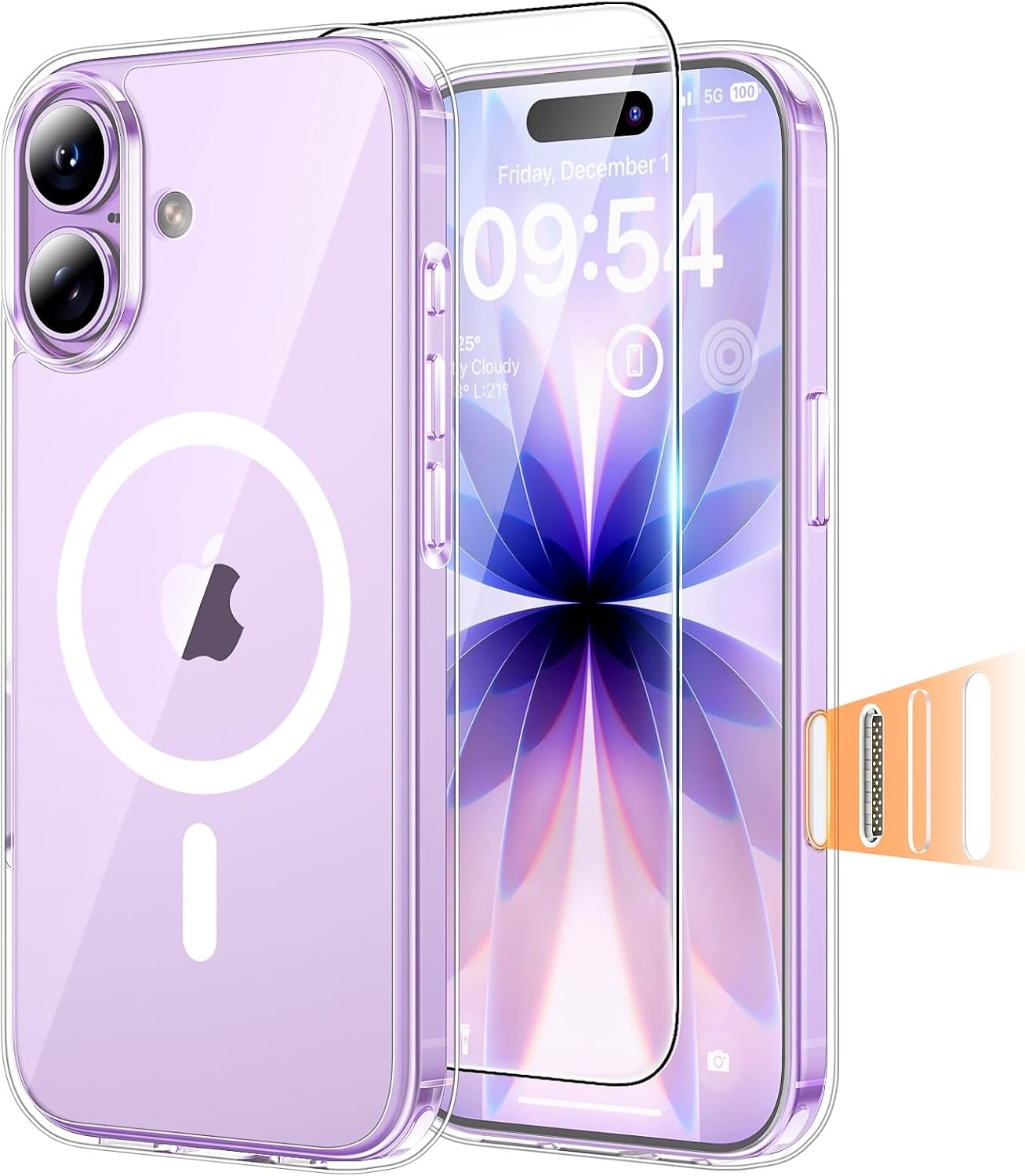 TAURI für iPhone 17 Hülle 6,3" mit Panzer Schutz Glas Folie, Kompatibel mit MagSafe, Schutz nach Militärstandard, [Anti-Vergilbung] Stoßfest Transparent Magnetisch Handyhülle - Durchsichtig
