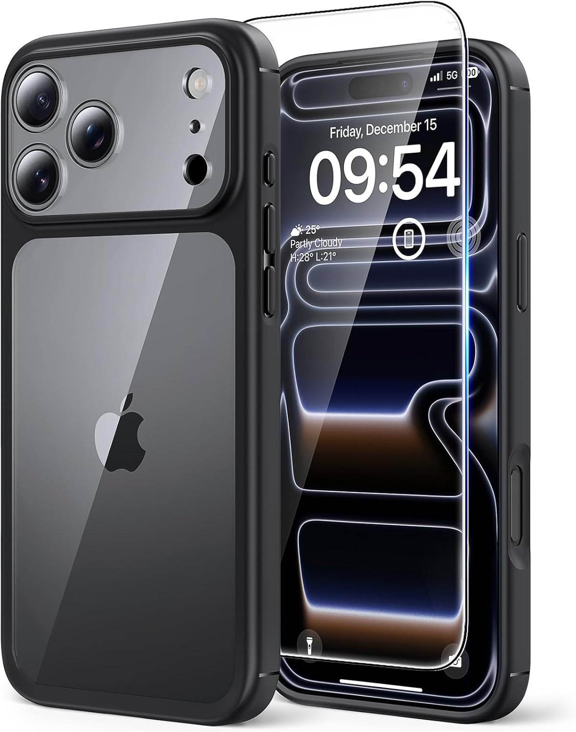 TAURI für iPhone 17 Hülle 6,3" mit Panzer Schutz Glas Folie, Kompatibel mit MagSafe, Schutz nach Militärstandard, [Anti-Vergilbung] Stoßfest Transparent Magnetisch Handyhülle - Durchsichtig