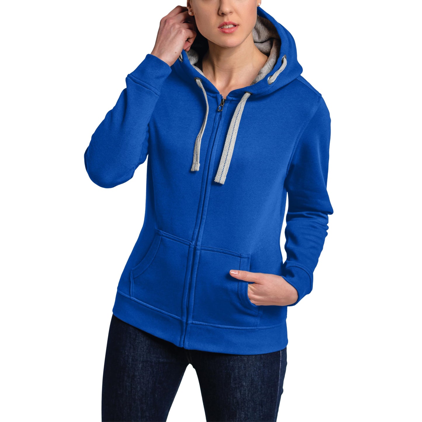 HRM Damen Hooded Jacket I Premium Kapuzenjacke Damen mit Kontrast-Innenfutter I Basic Hoodie mit Reißverschluss I Zip Hoodie I Hochwertige & nachhaltige Damen-Oberteile