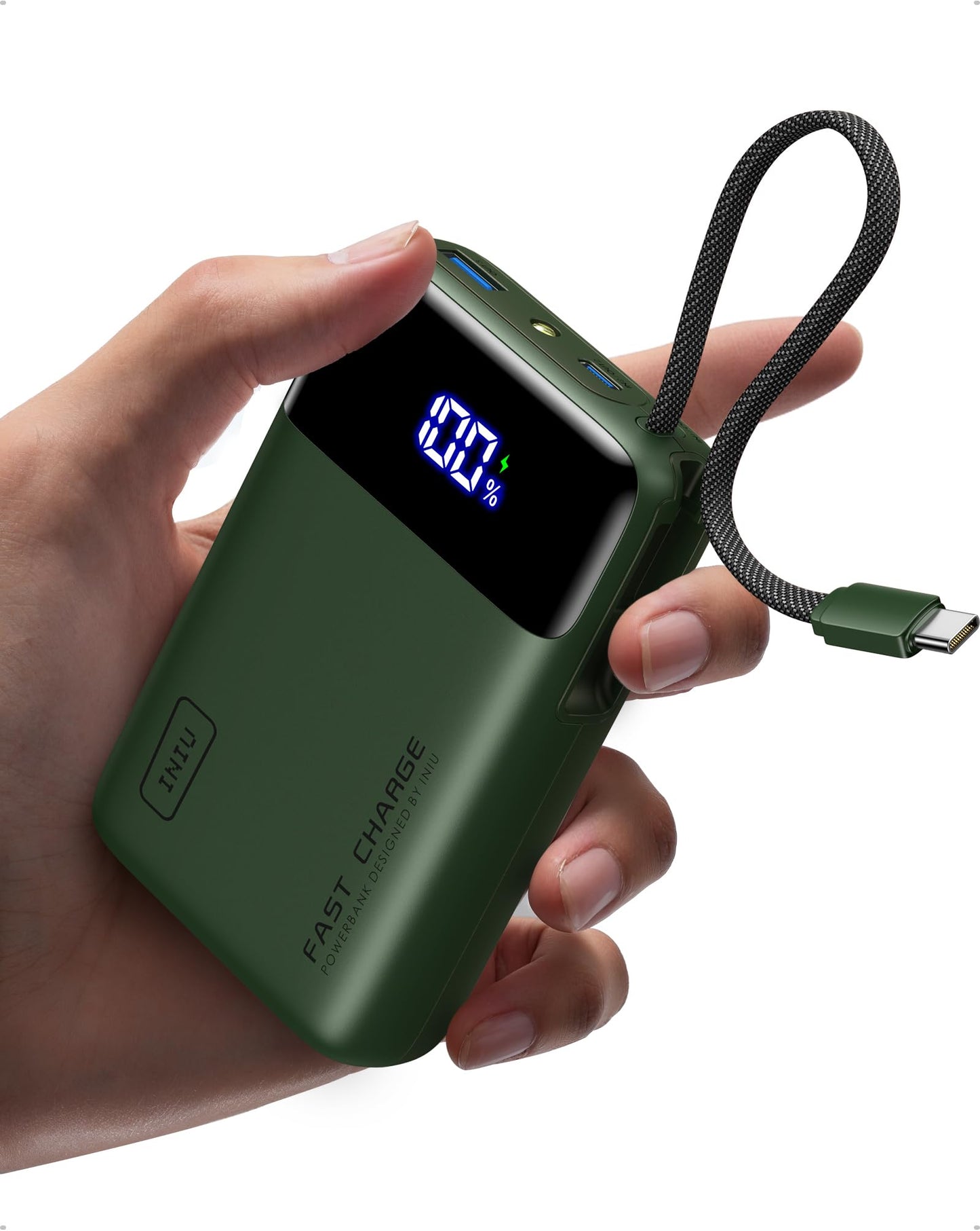 INIU 45W Power Bank, Ultra Klein 20000mAh Powerbank iPhone mit Integriertem USB-C Kabel, Schnellladen Externe Handyakkus Mini, Klein Aber Stark für iPhone 17 16 15 Pro, Samsung S22, Xiaomi, iPad etc