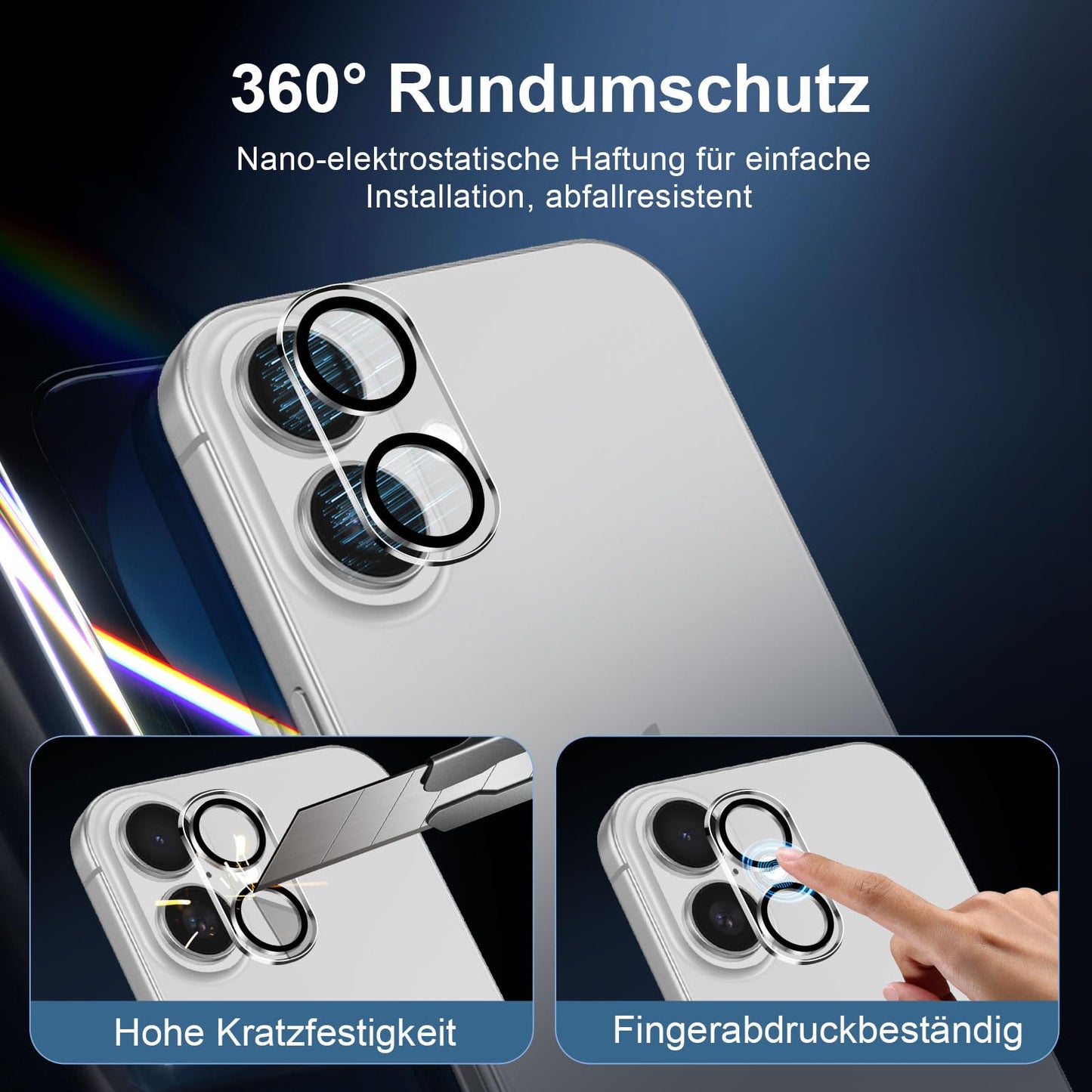 NEW'C für iPhone 16 für Panzerglas 6,1 Zoll (2 Stück) und 2 x Kamera Panzer Schutz für Kameraschutz (2 Stück) -Kratzfest -extrem widerstandsfähig -9H-Härteglas