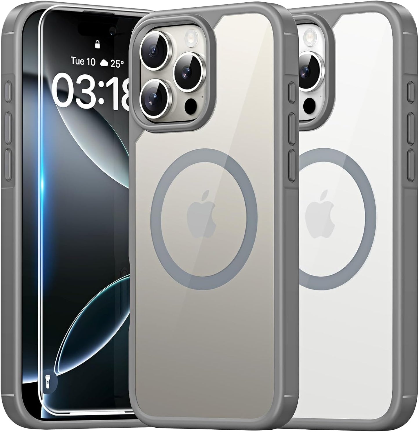 TAURI für iPhone 17 Hülle 6,3" mit Panzer Schutz Glas Folie, Kompatibel mit MagSafe, Schutz nach Militärstandard, [Anti-Vergilbung] Stoßfest Transparent Magnetisch Handyhülle - Durchsichtig