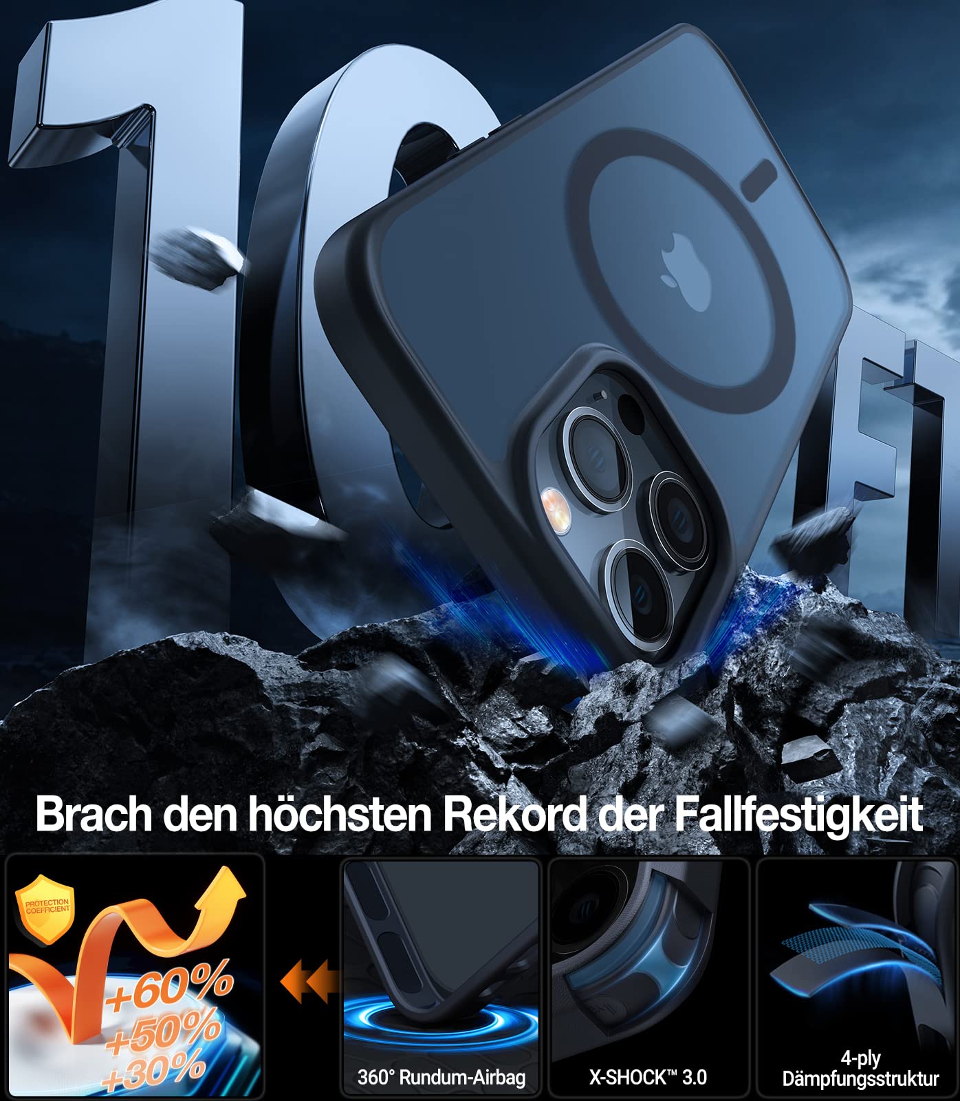 TORRAS Guardian-Mag für iPhone 17 Pro Hülle für MagSafe (Zertifizierte Militärschutz und Magnetkraft) Handyhülle iPhone 17 Pro Case Extrem Haltbarkeit Hülle Stoßfest Kratzfest Cover, Matt Blau