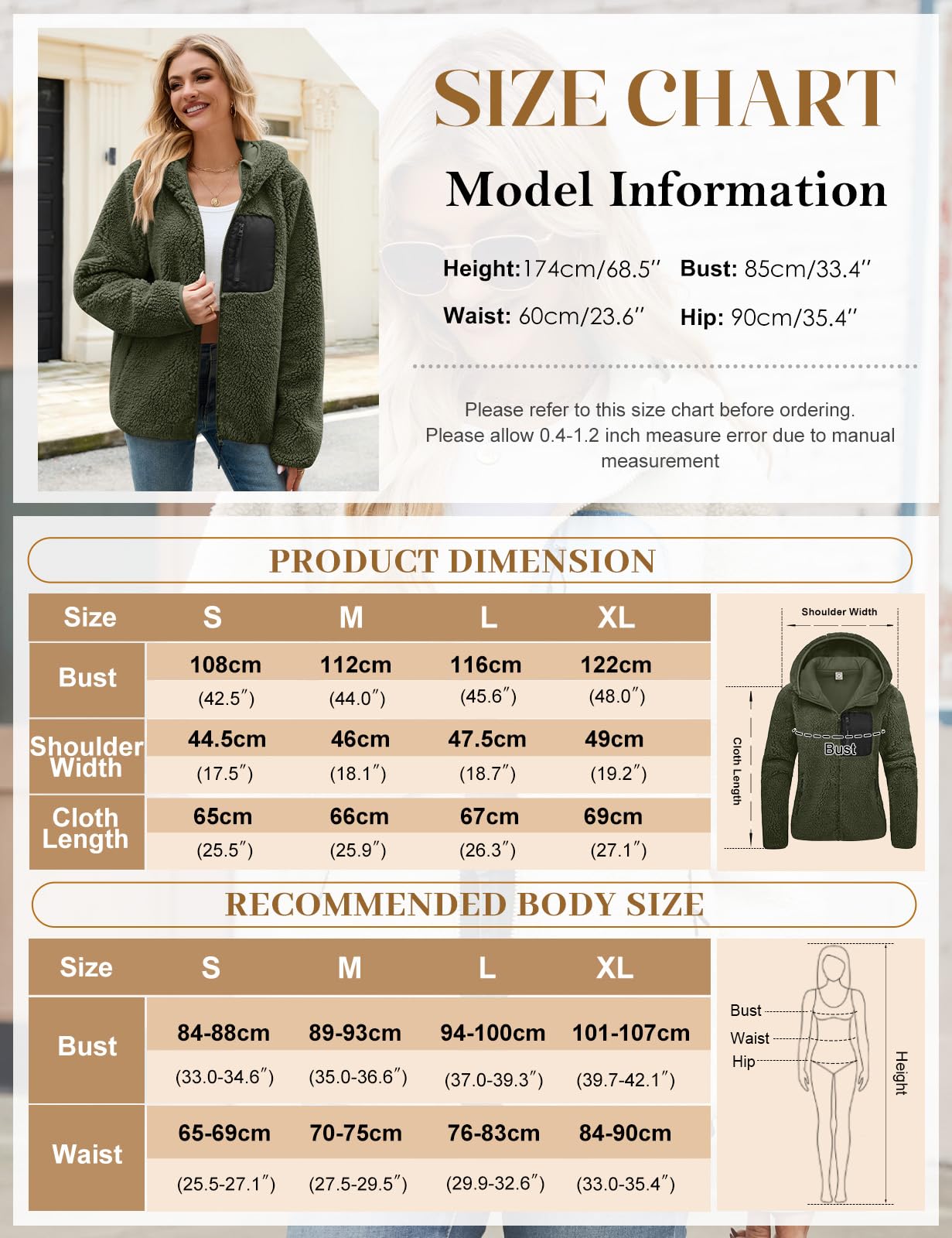 Fleece Jacket Women's Winter Teddy Jacket with Hood Teddy Fleece Hoodie Warm Autumn Jacket Winter Jacket Sherpa Women's Jackets Zip Hoodie Coat Outdoor Plush Jacket with Pockets